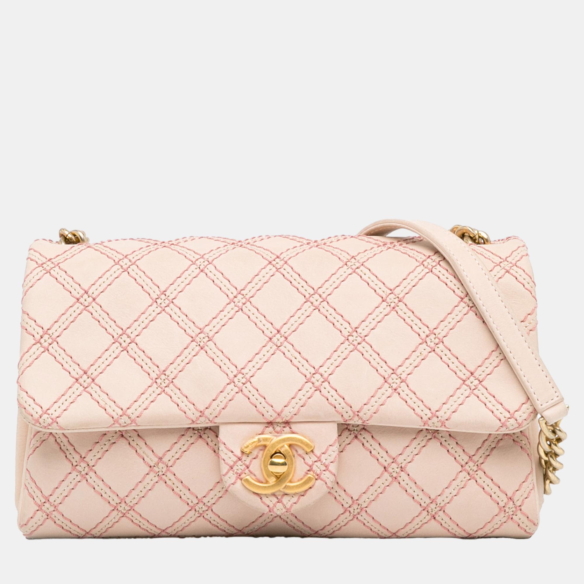 

Chanel Pink Small Calfskin Triple Stitched Flap