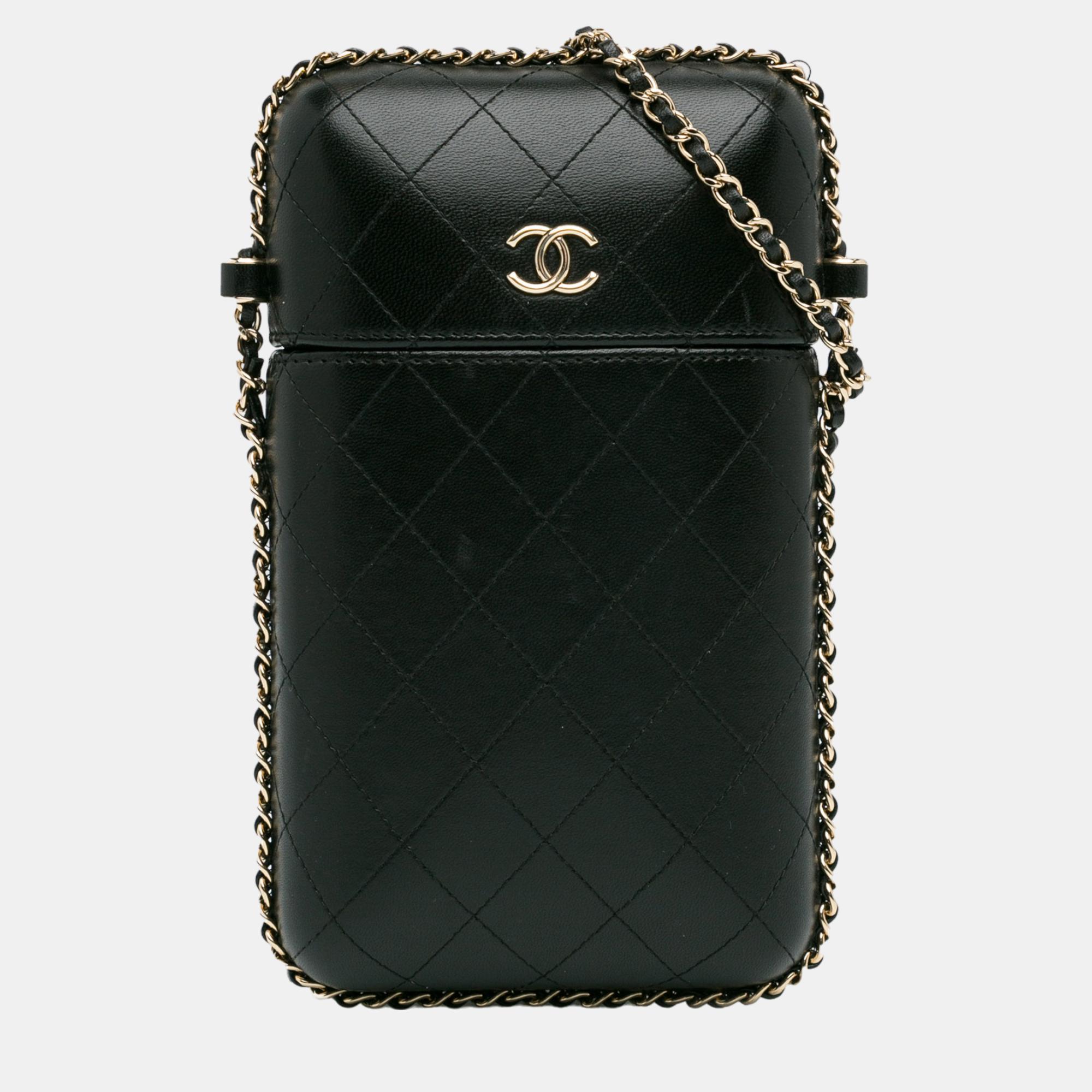 

Chanel Black CC Quilted Lambskin Chain Around Phone Holder