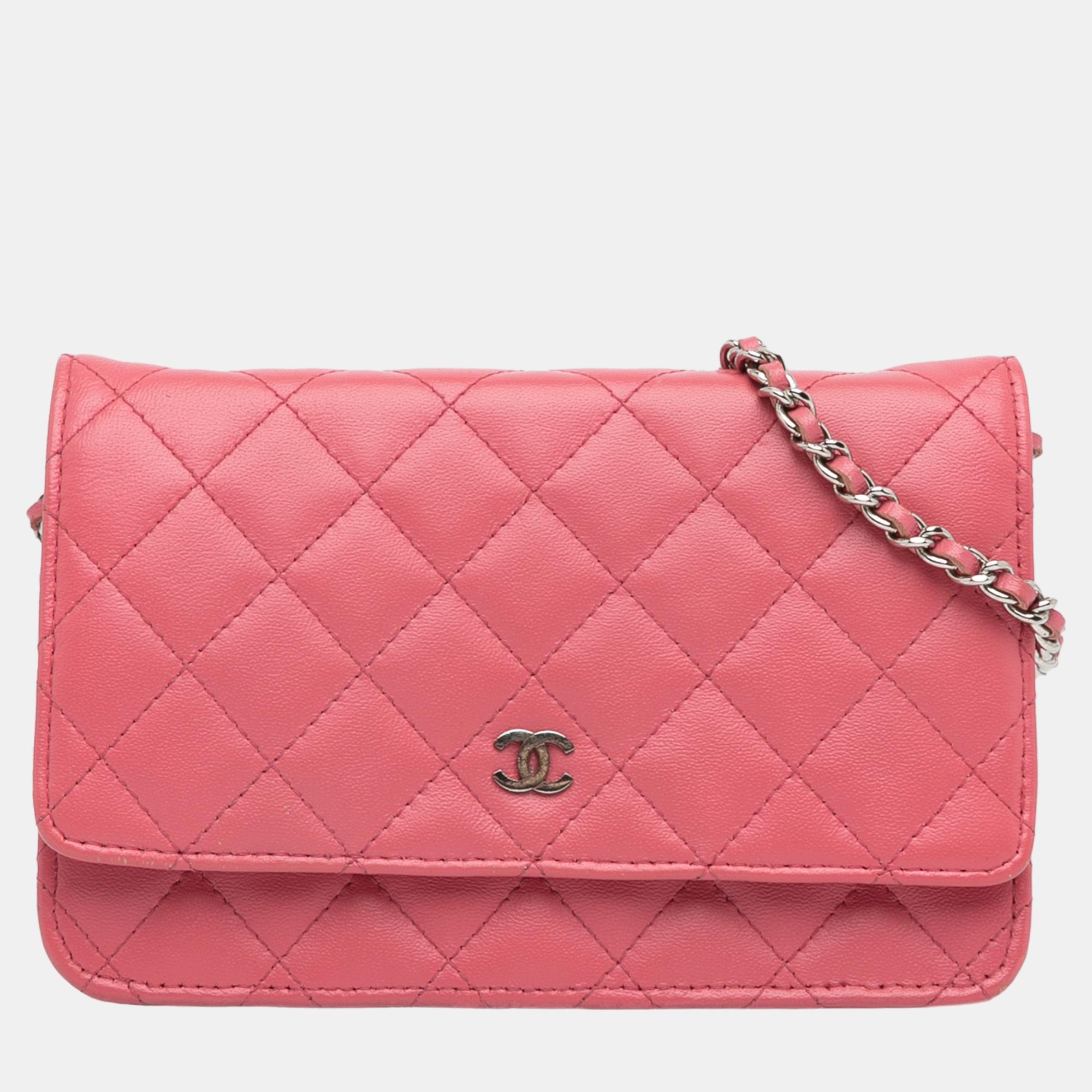 

Chanel Pink Classic Lambskin Wallet on Chain