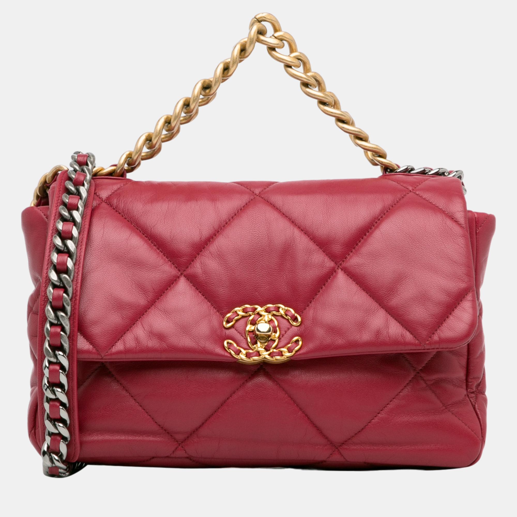 

Chanel Red Large Lambskin 19 Flap