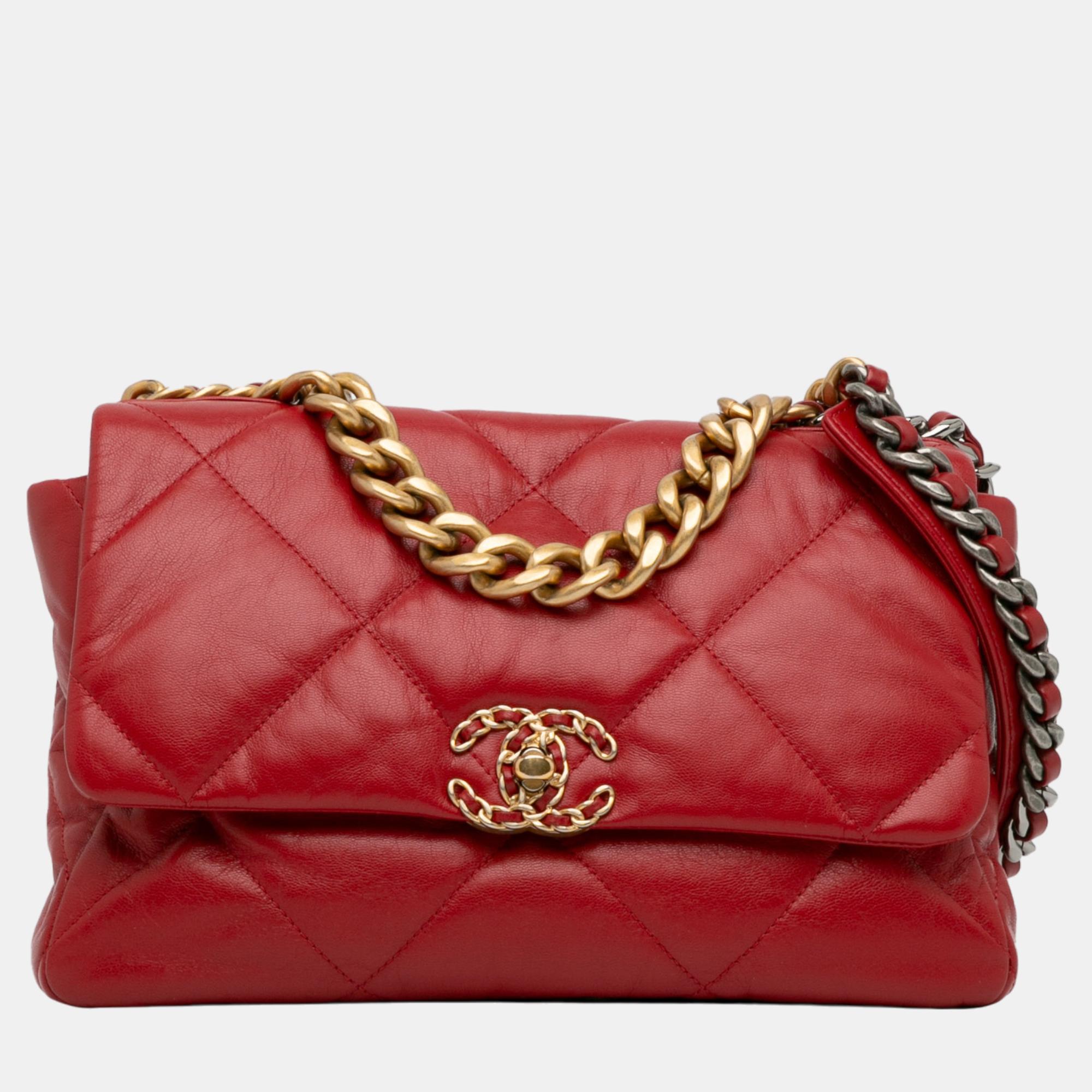 

Chanel Red Large Lambskin 19 Flap