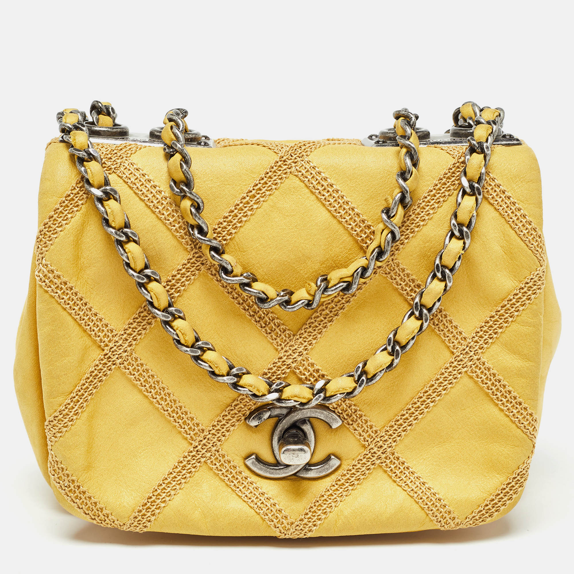 

Chanel Yellow Nubuck Leather Wildstitch Thin City Flap Bag