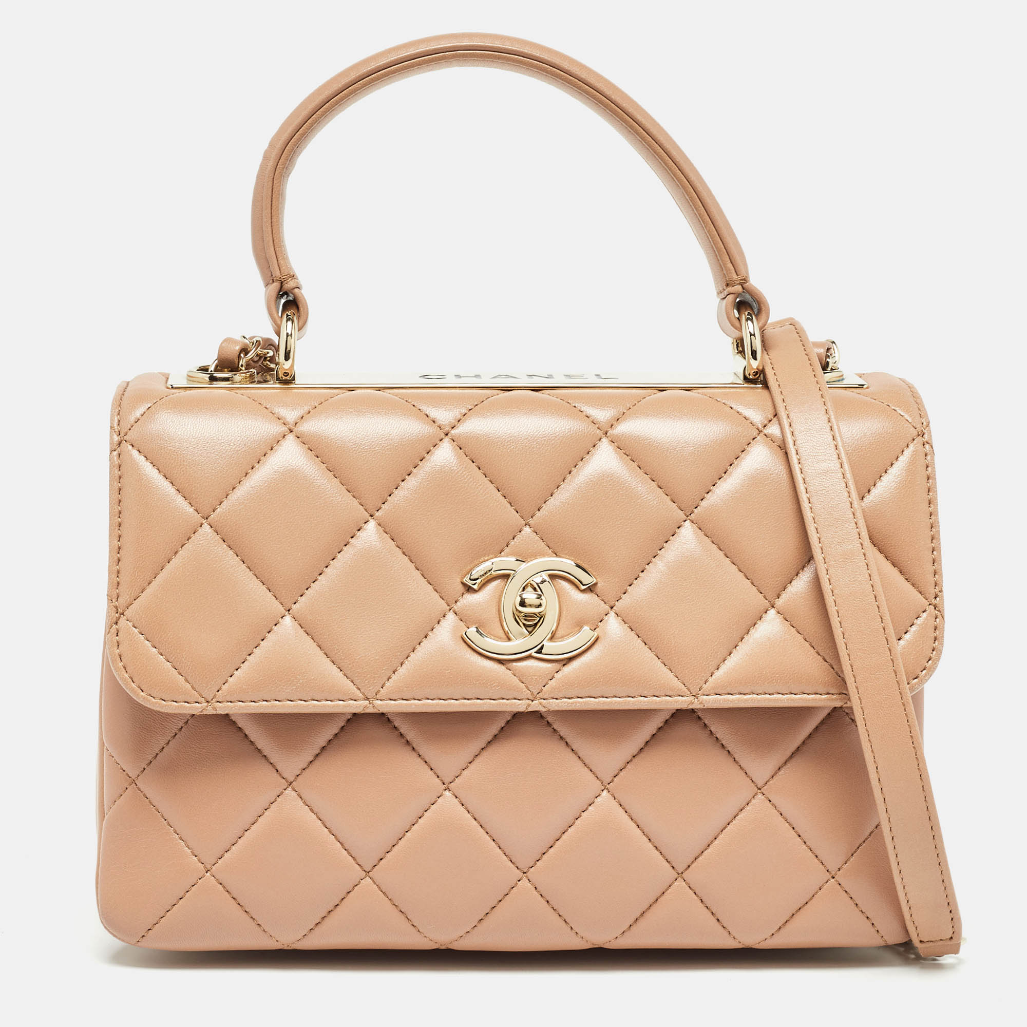 

Chanel Beige Quilted Leather  Trendy CC Top Handle Bag