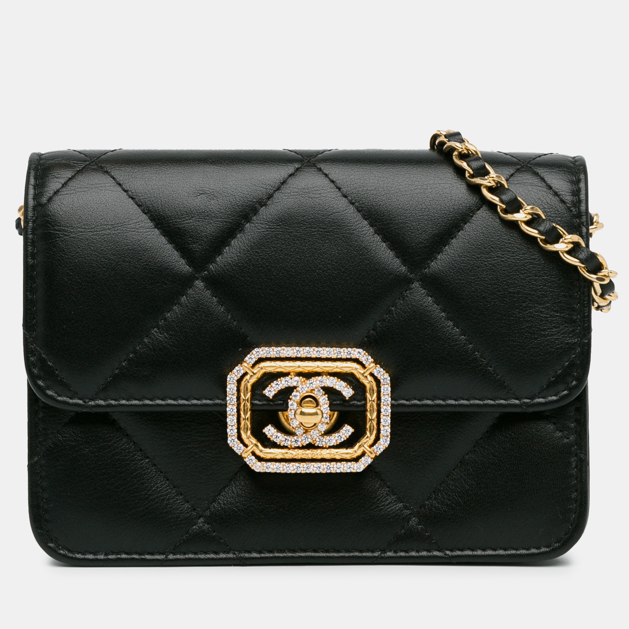 

Chanel Quilted Calfskin Strass Clutch With Chain Flap, Black