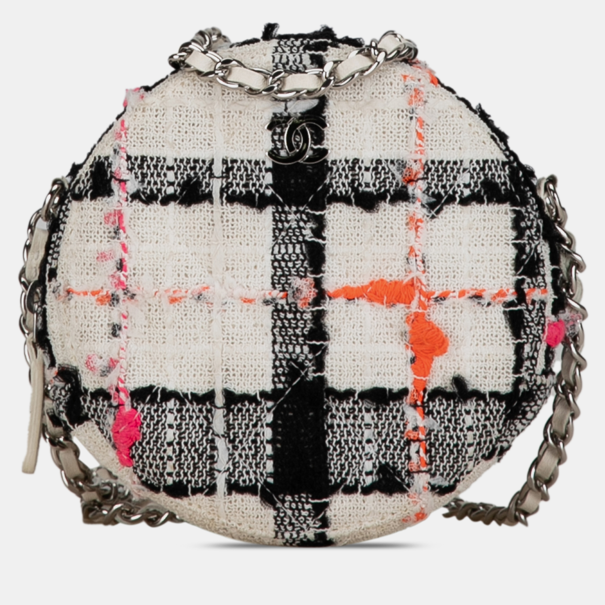 

Chanel Quilted Tweed Round Clutch With Chain, Multicolor