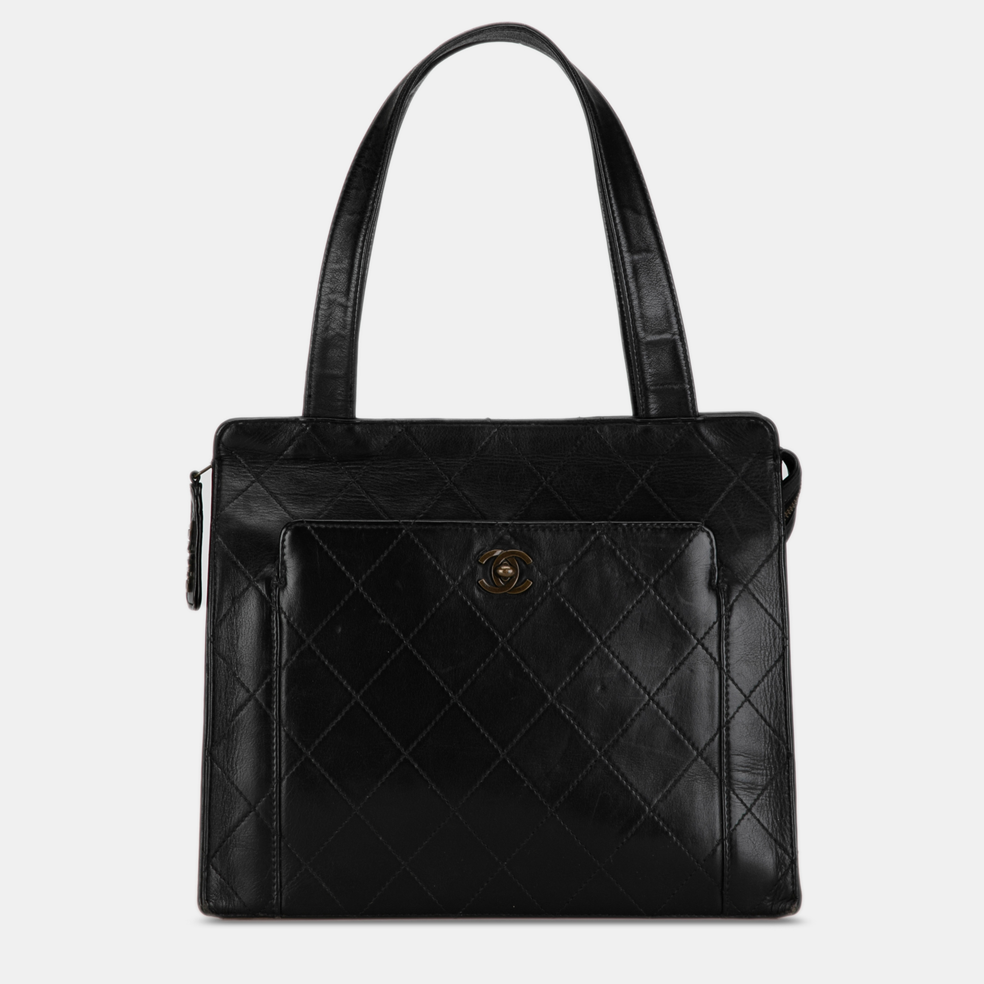 

Chanel CC Quilted Calfskin Tote, Black