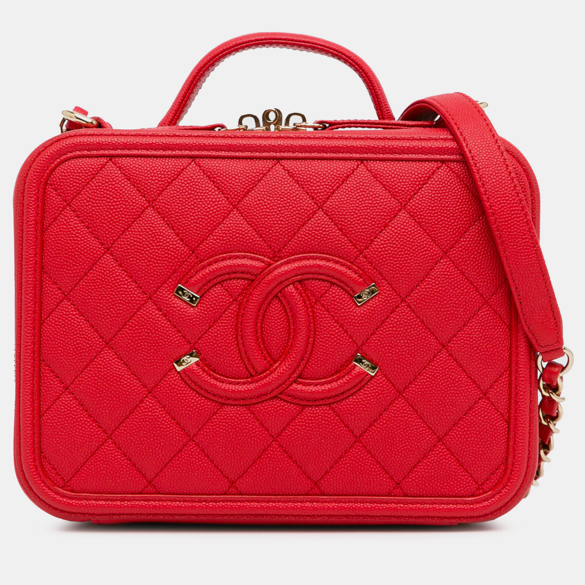 

Chanel Medium Caviar CC Filigree Vanity Case, Red