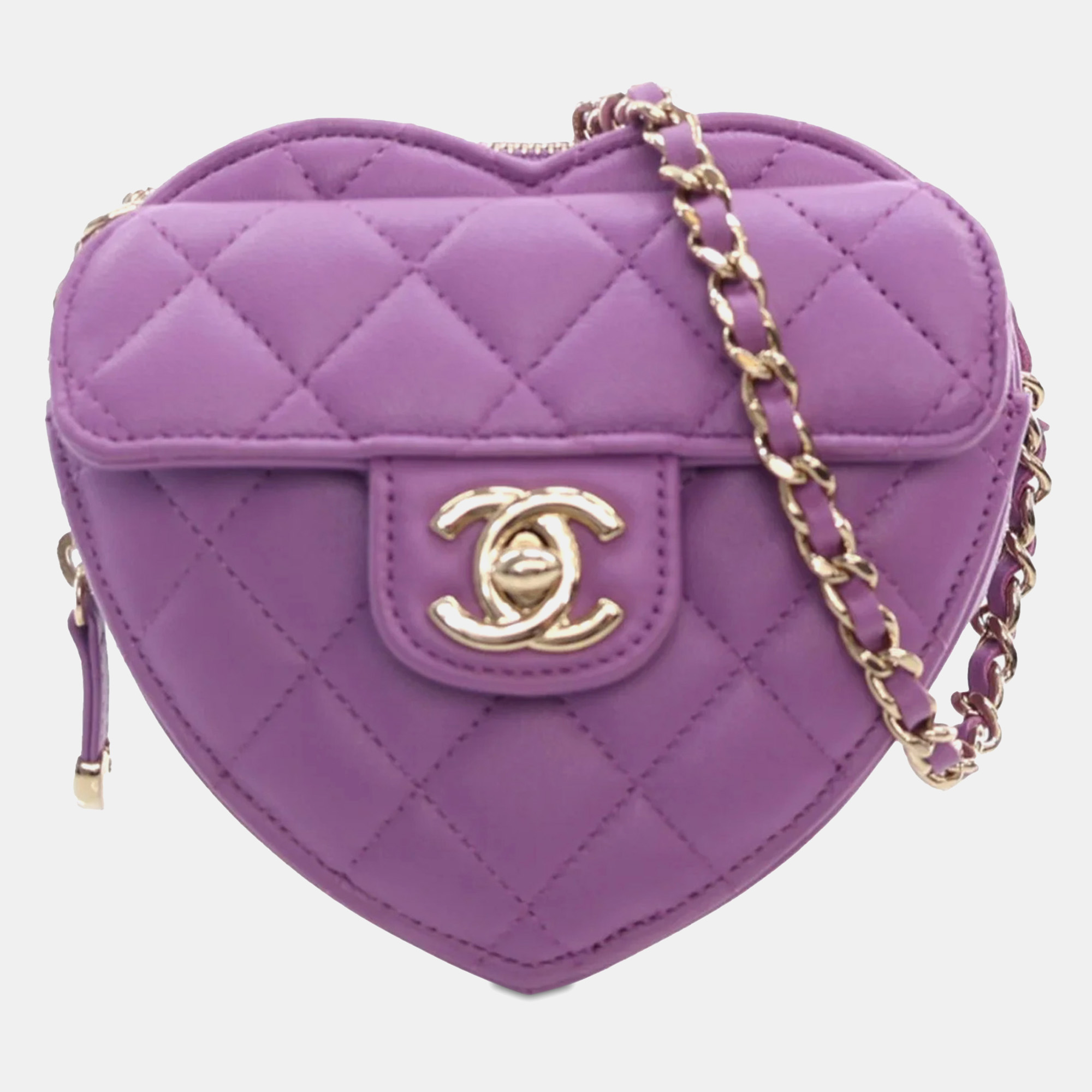 

Chanel Mini Lambskin CC in Love Heart Crossbody, Purple