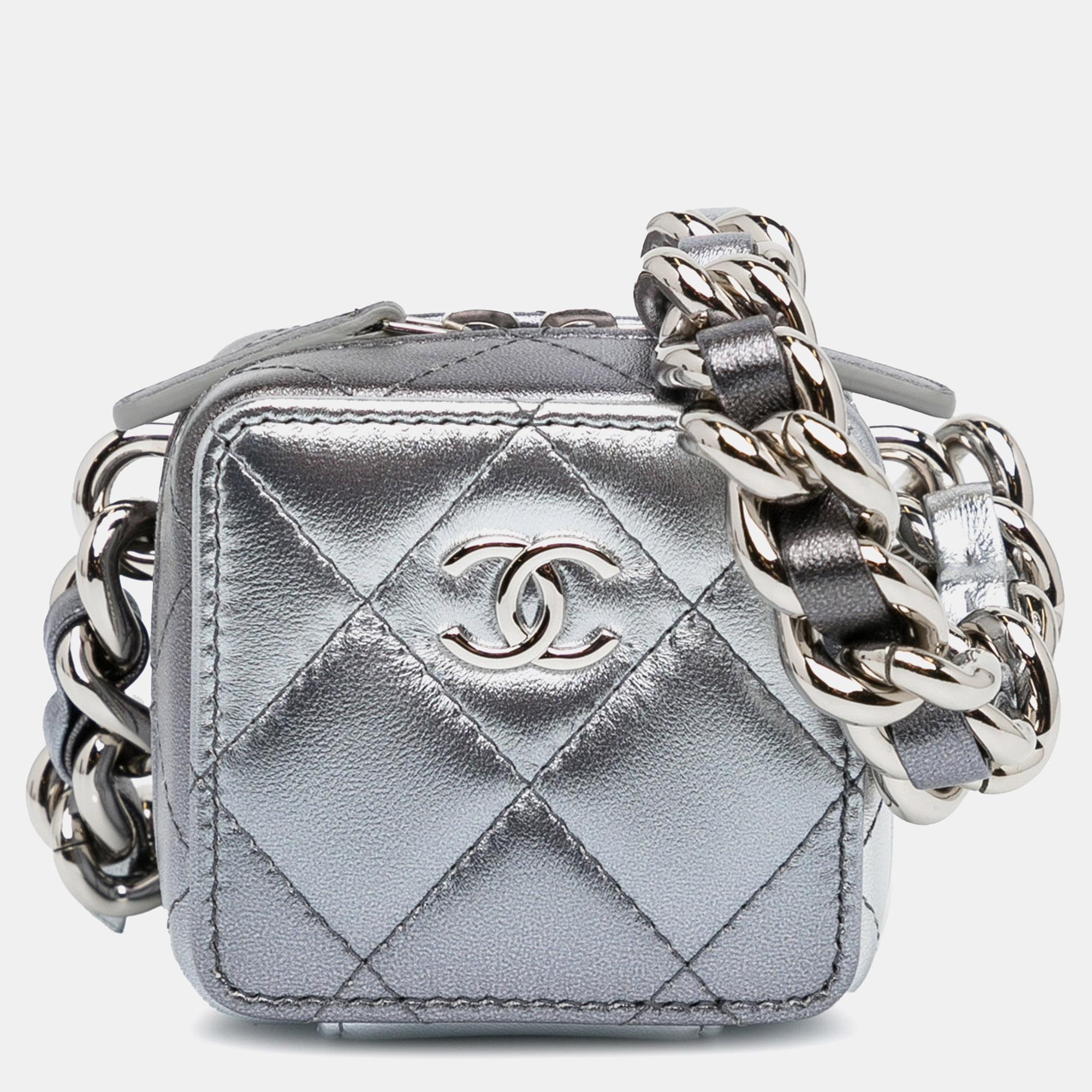 

Chanel Metallic Lambskin Coco Punk Cube Bag, Silver