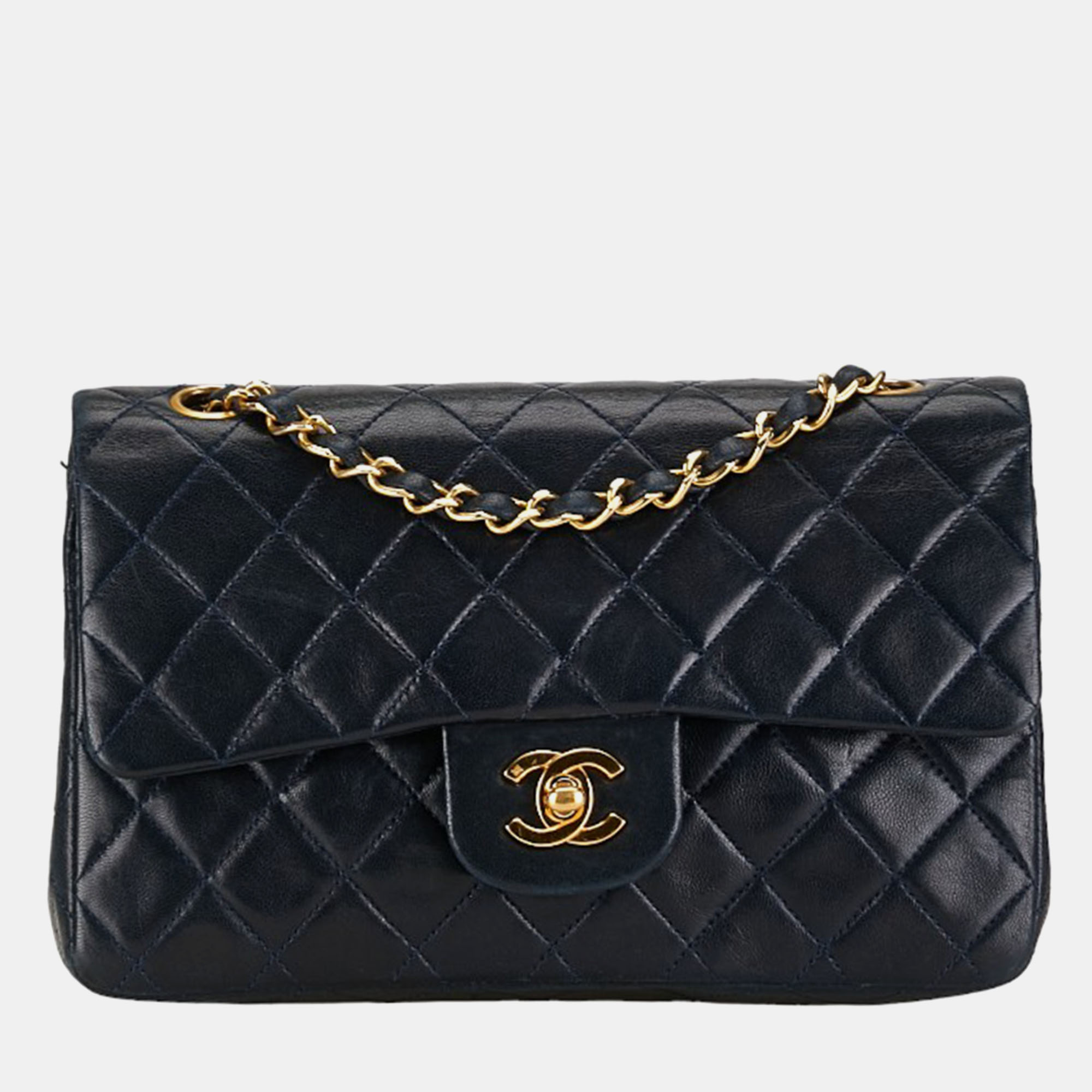 

Chanel Black Lambskin Leather  Classic Double Flap Shoulder Bags