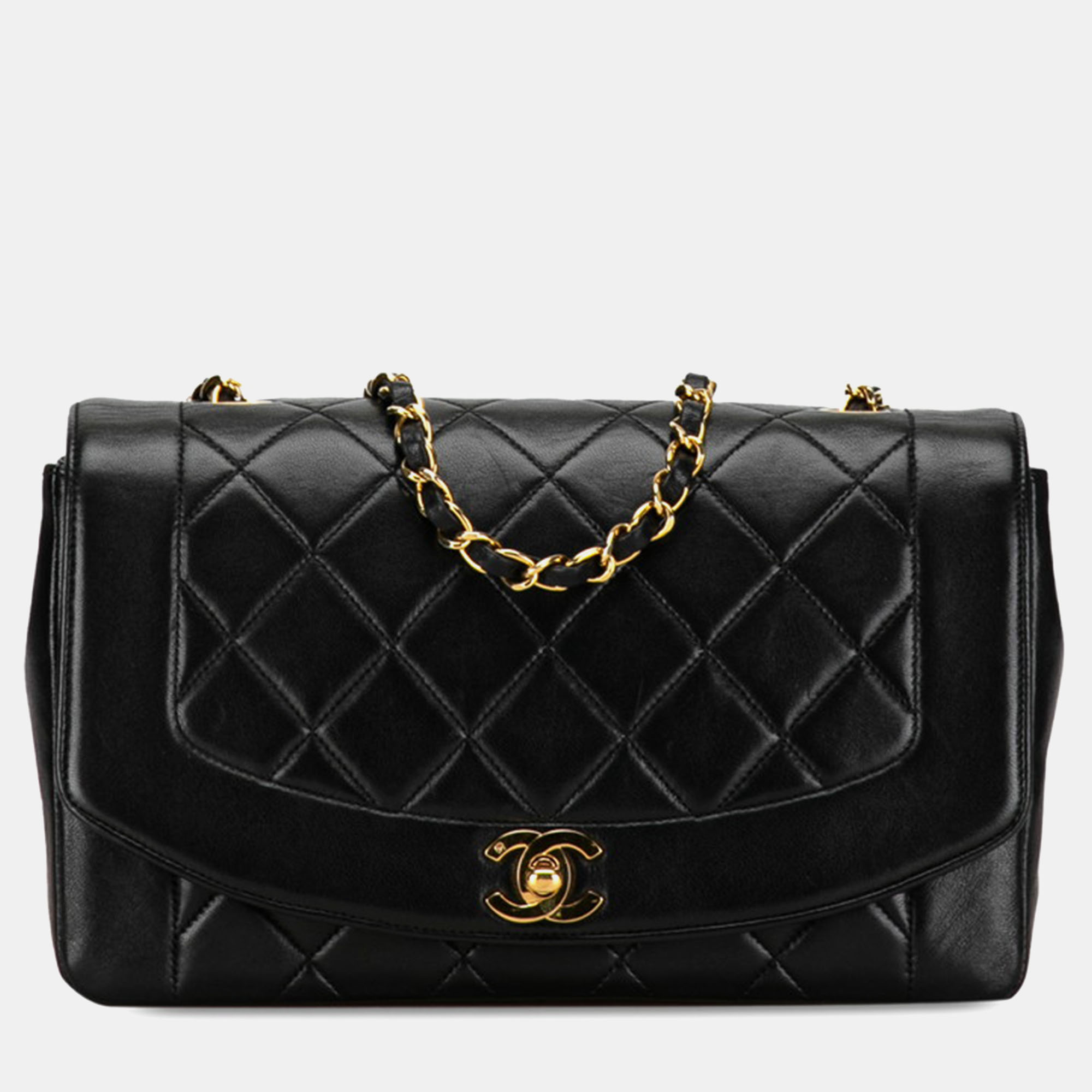 Pre-owned Chanel Black Leather Diana Flap Crossbody Bag