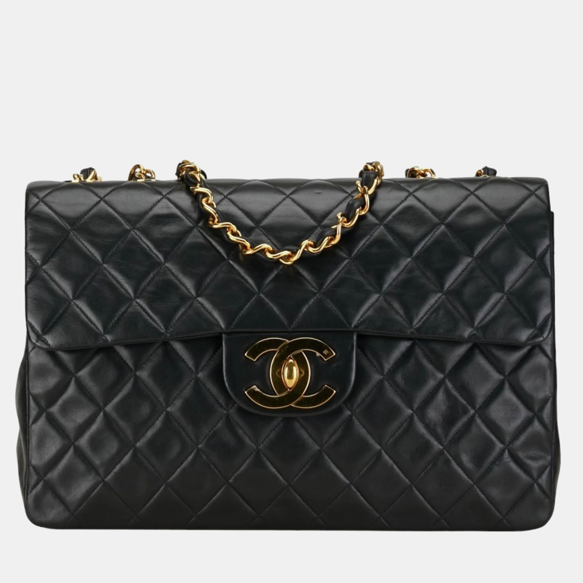 

Chanel Black Leather Maxi Classic Single Flap Shoulder Bag