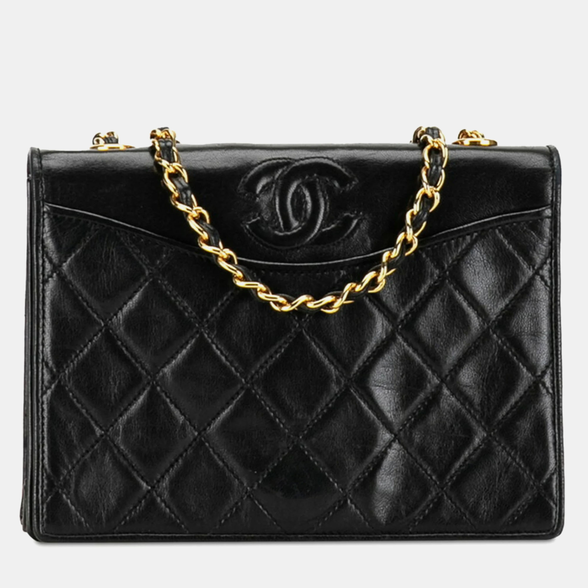 

Chanel Black Leather CC Quilted Flap Bag
