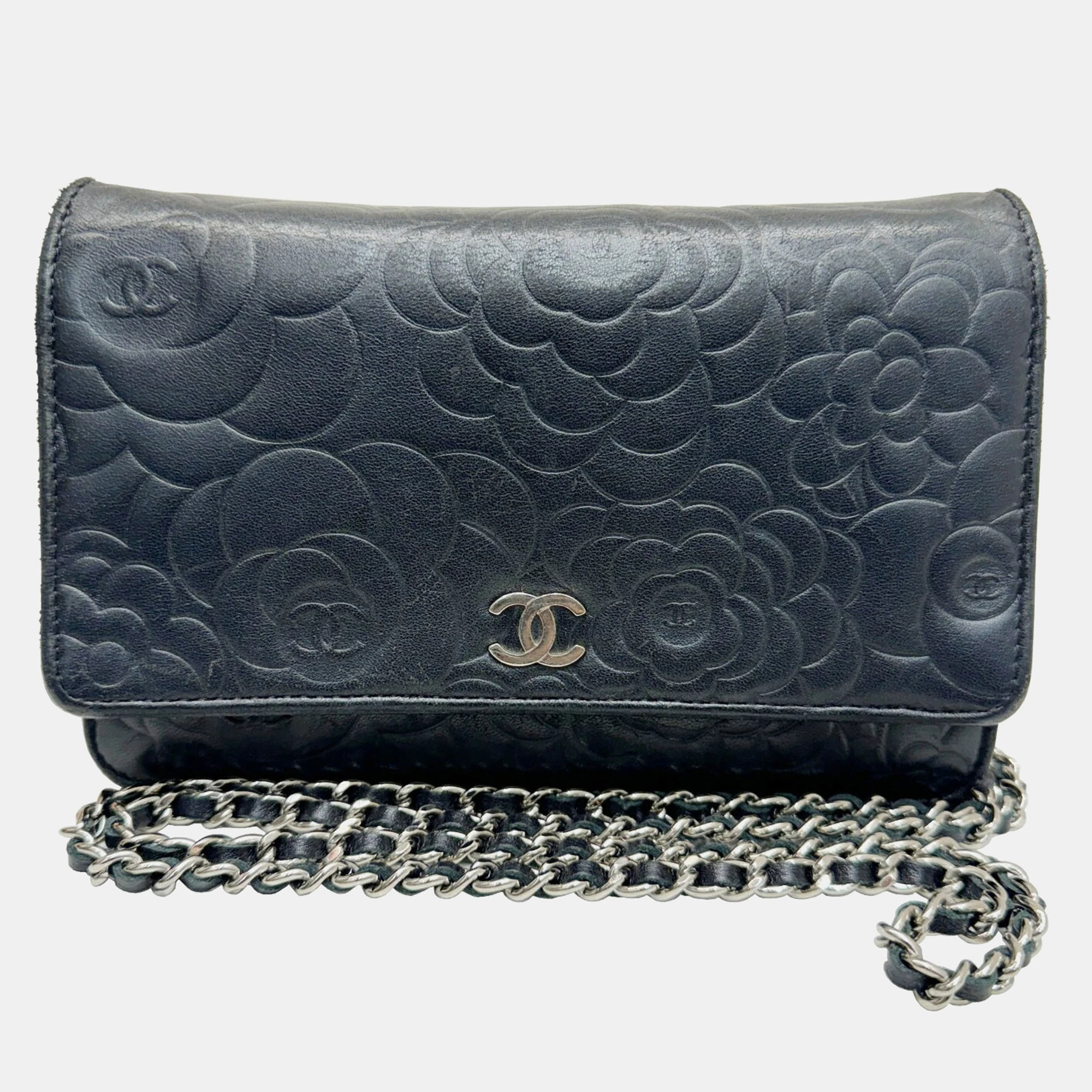 

Chanel Black Leather Camellia Wallet On Chain