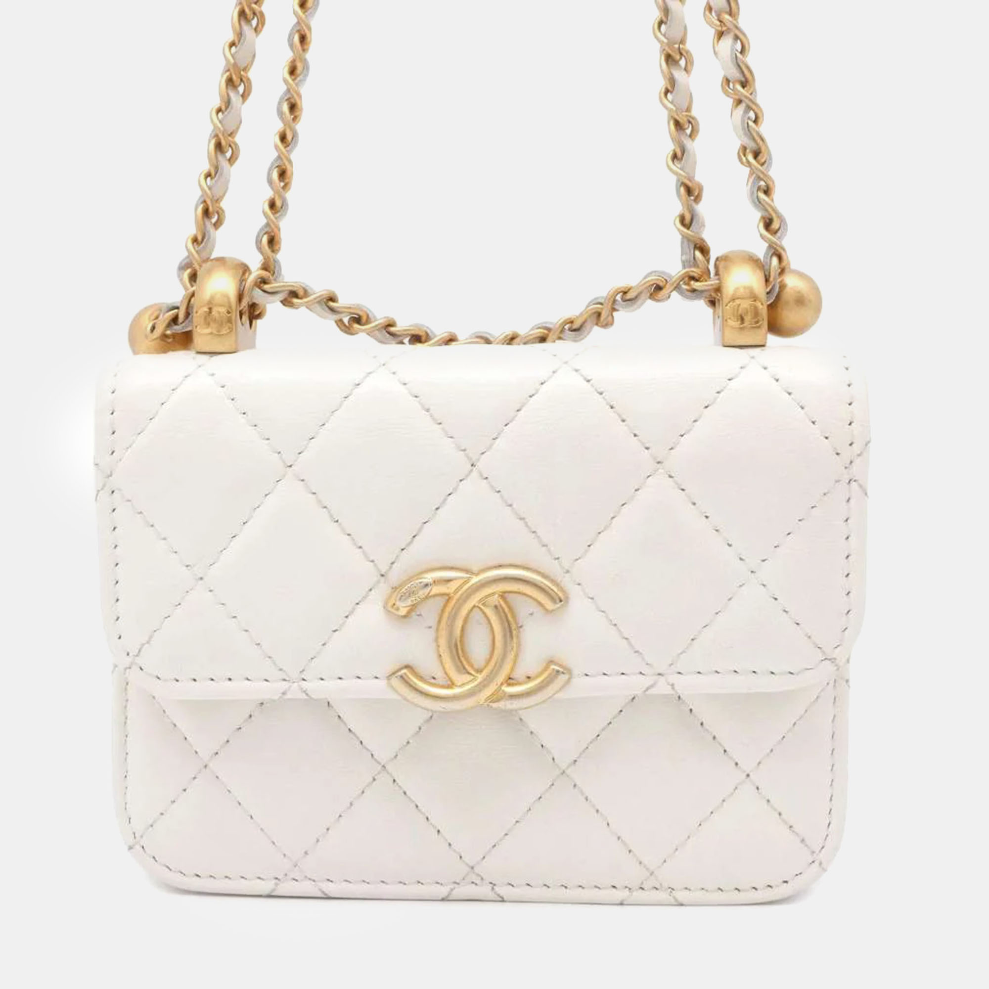 

Chanel White Lambskin Mini Chain Shoulder Bag