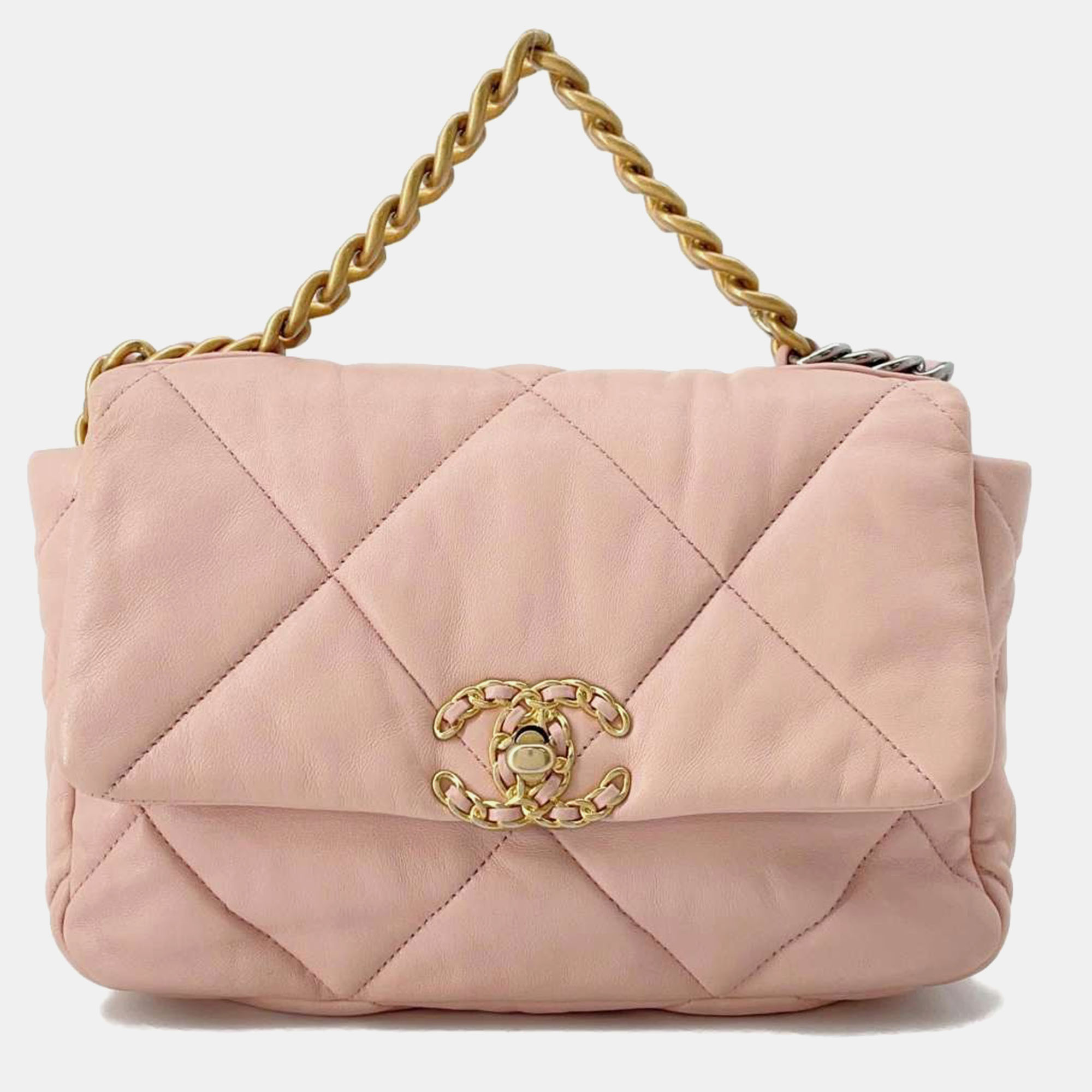 

Chanel Pink Quilted Leather 19 Flap Bag