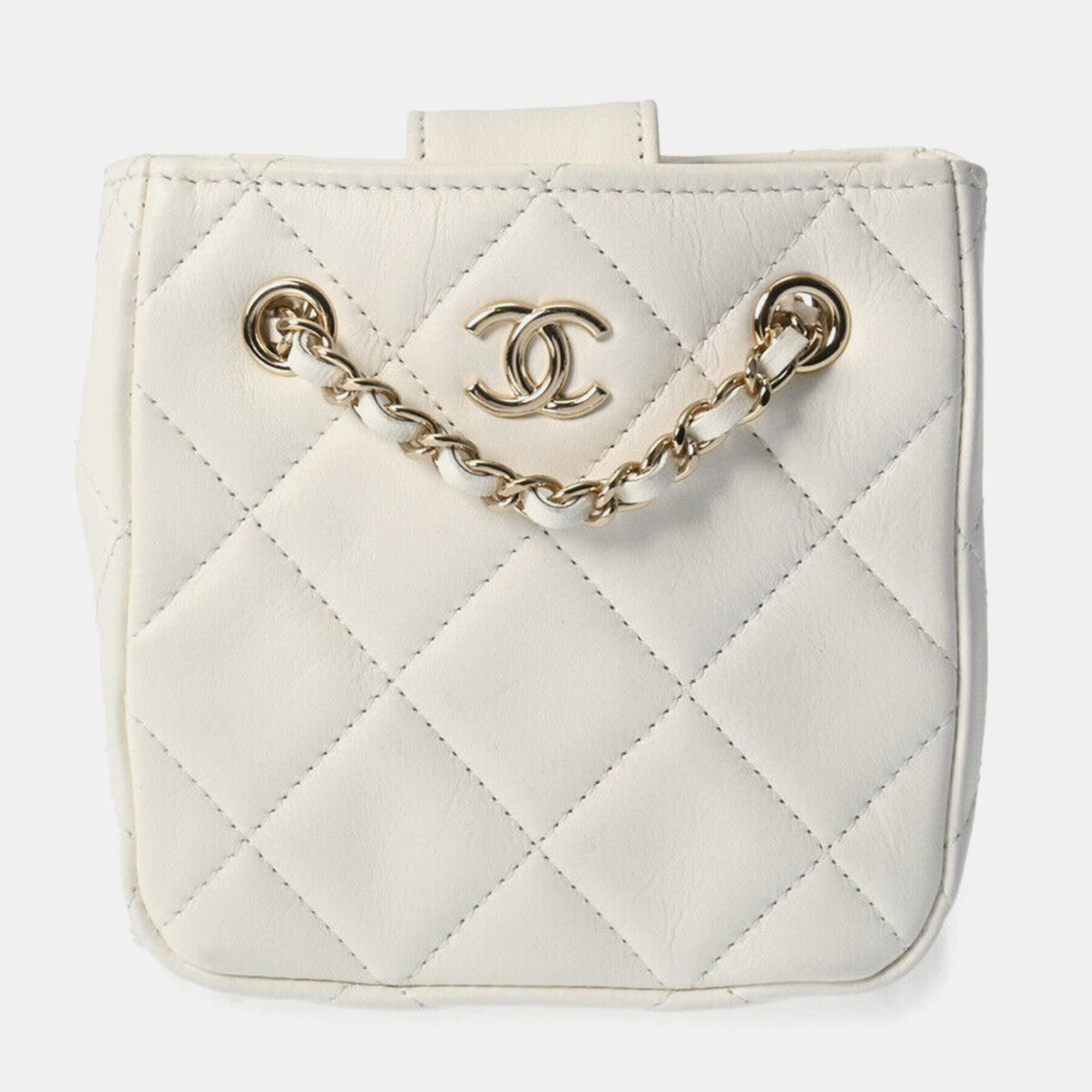 

Chanel White Mini Pochette Chain Shoulder Bag