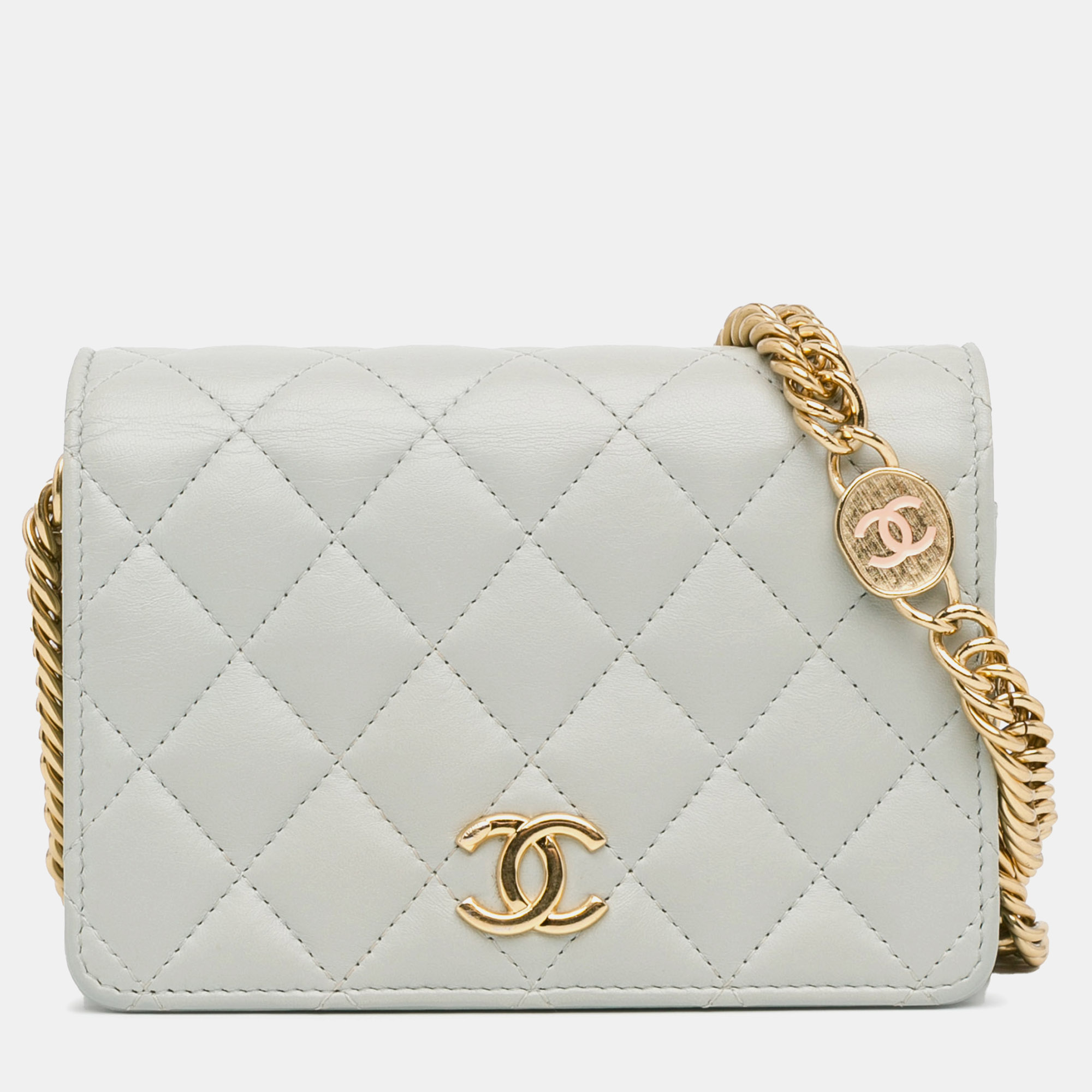 

Chanel CC Quilted Lambskin Wallet on Chain, White