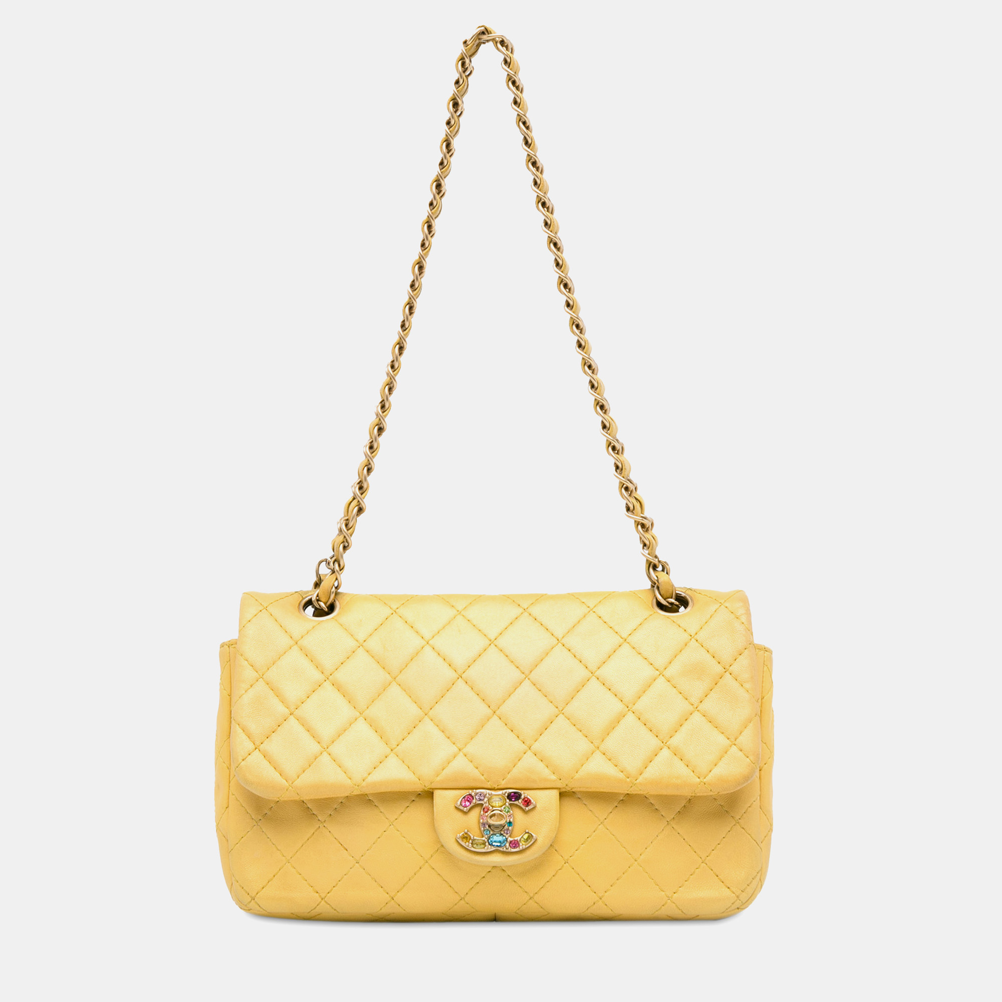 

Chanel Medium Classic Lambskin Precious Jewel Single Flap Bag, Yellow