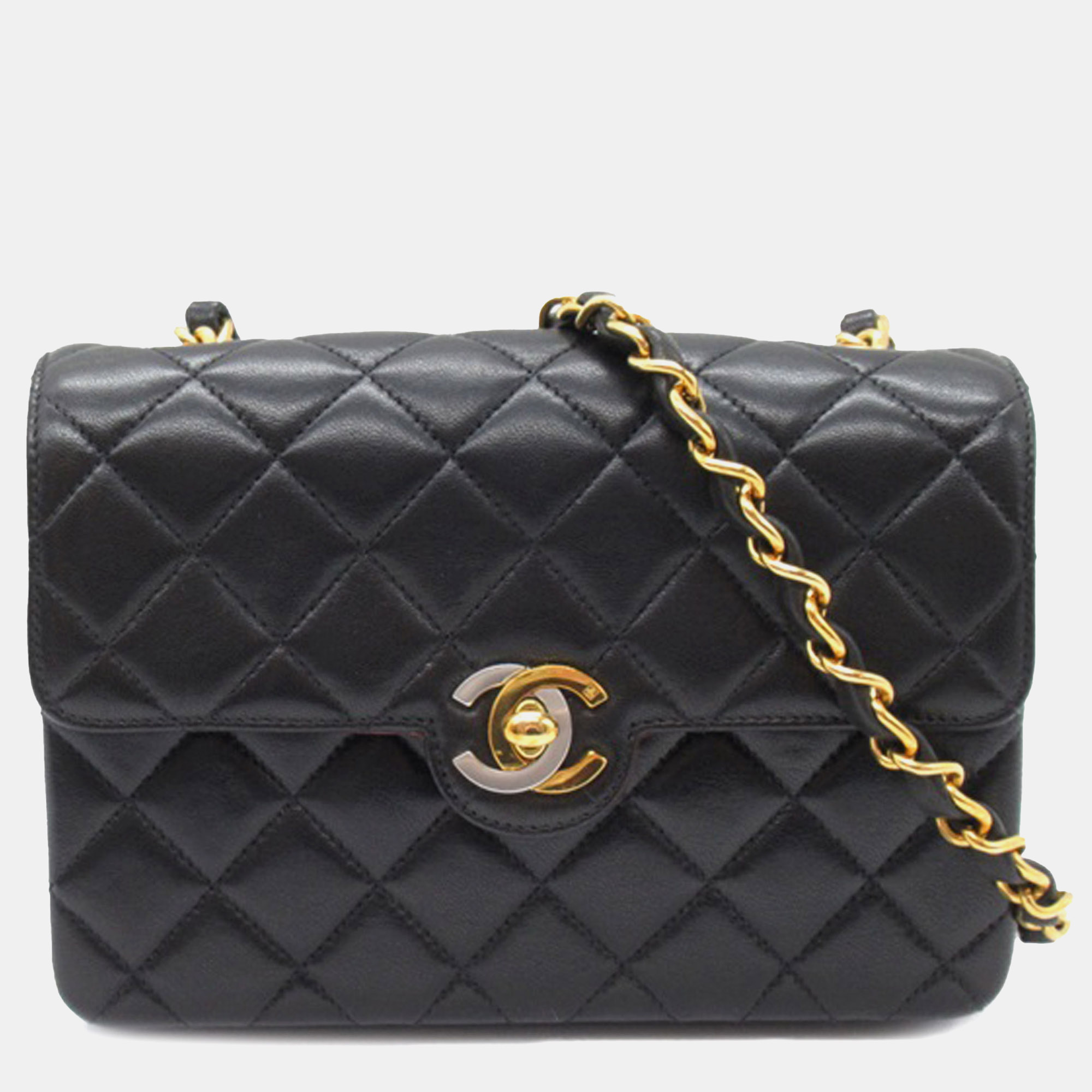 

Chanel Mini CC Quilted Lambskin Leather Crossbody Bag, Black