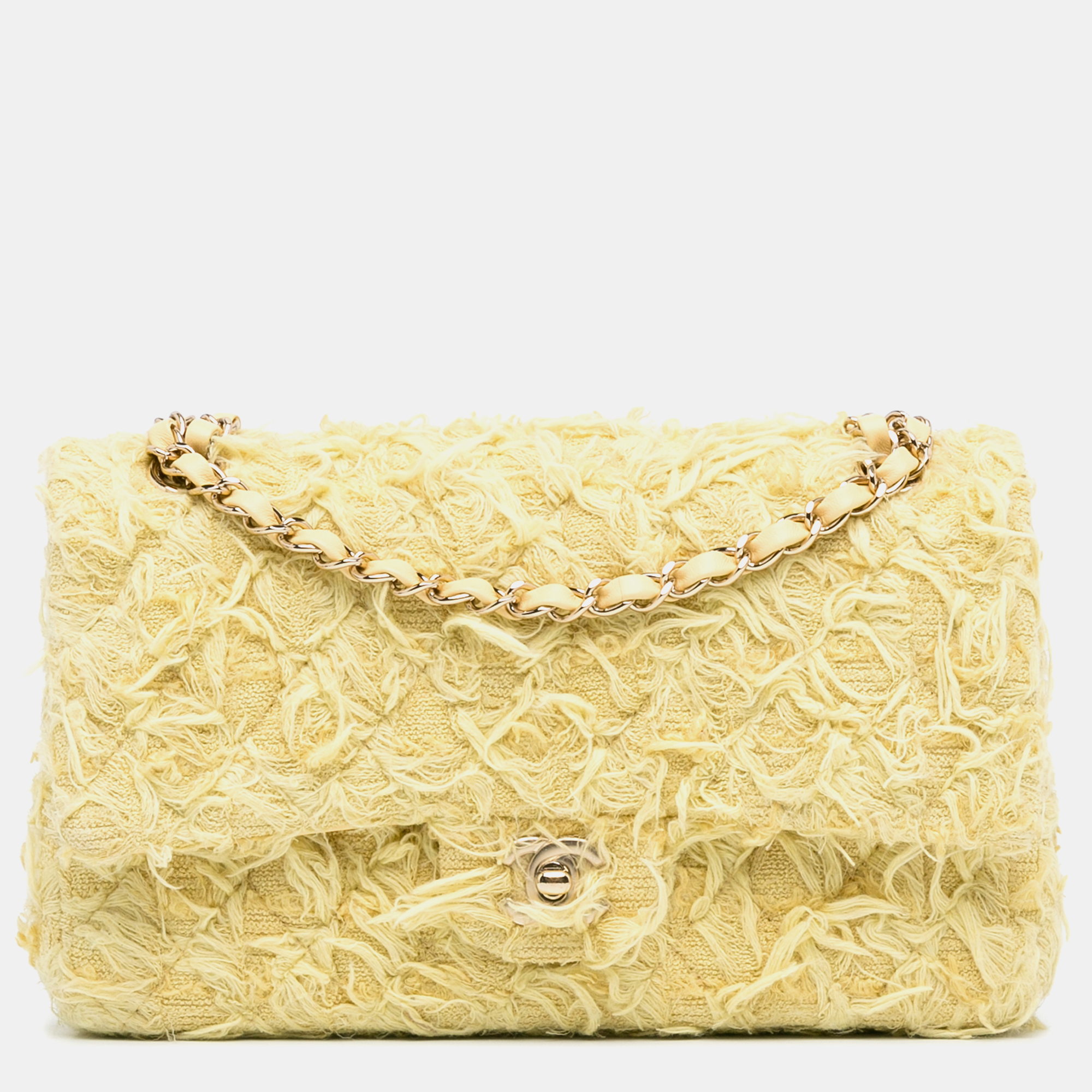 

Chanel Medium Classic Fringed Tweed Double Flap Bag, Yellow