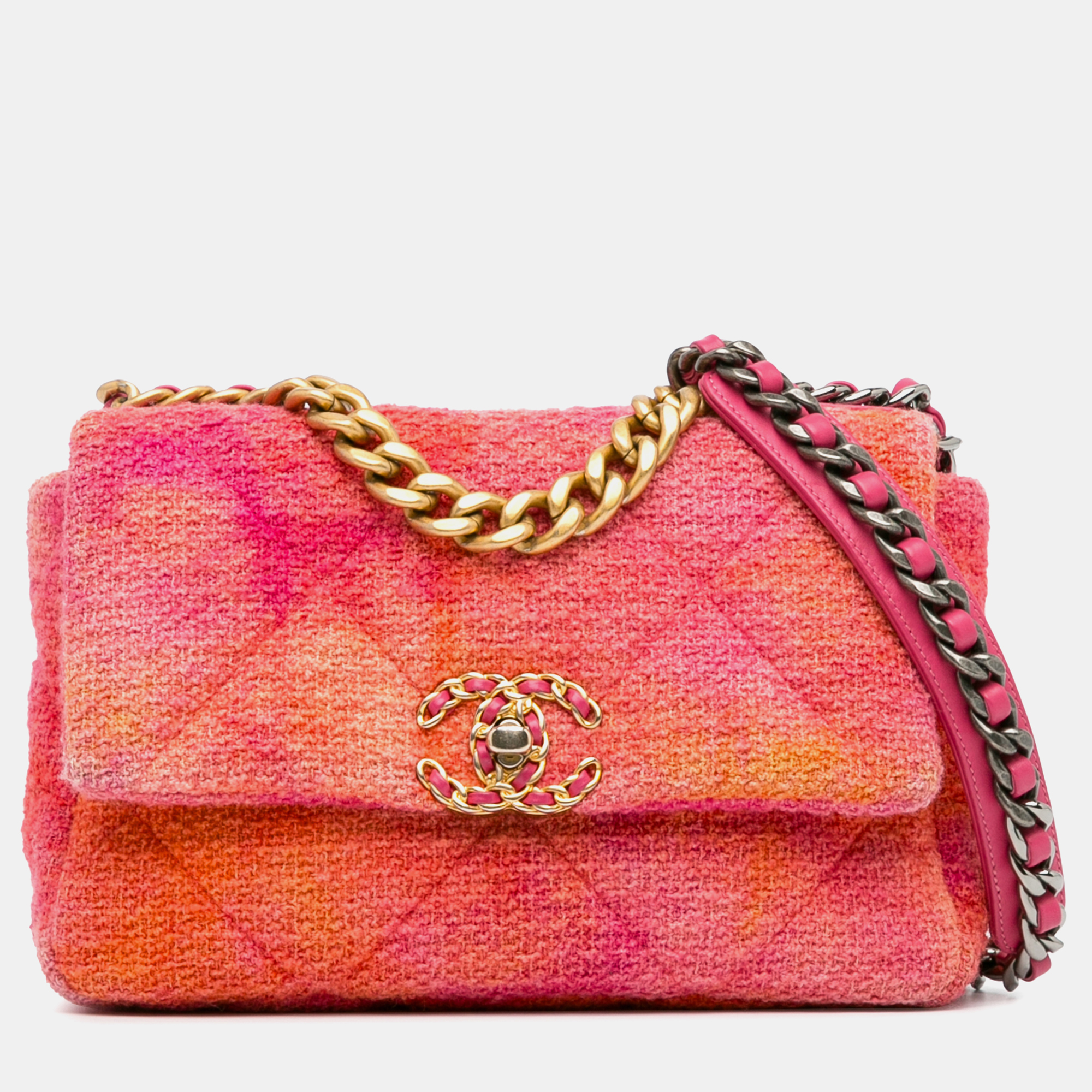 

Chanel Medium Tweed 19 Flap Bag, Pink