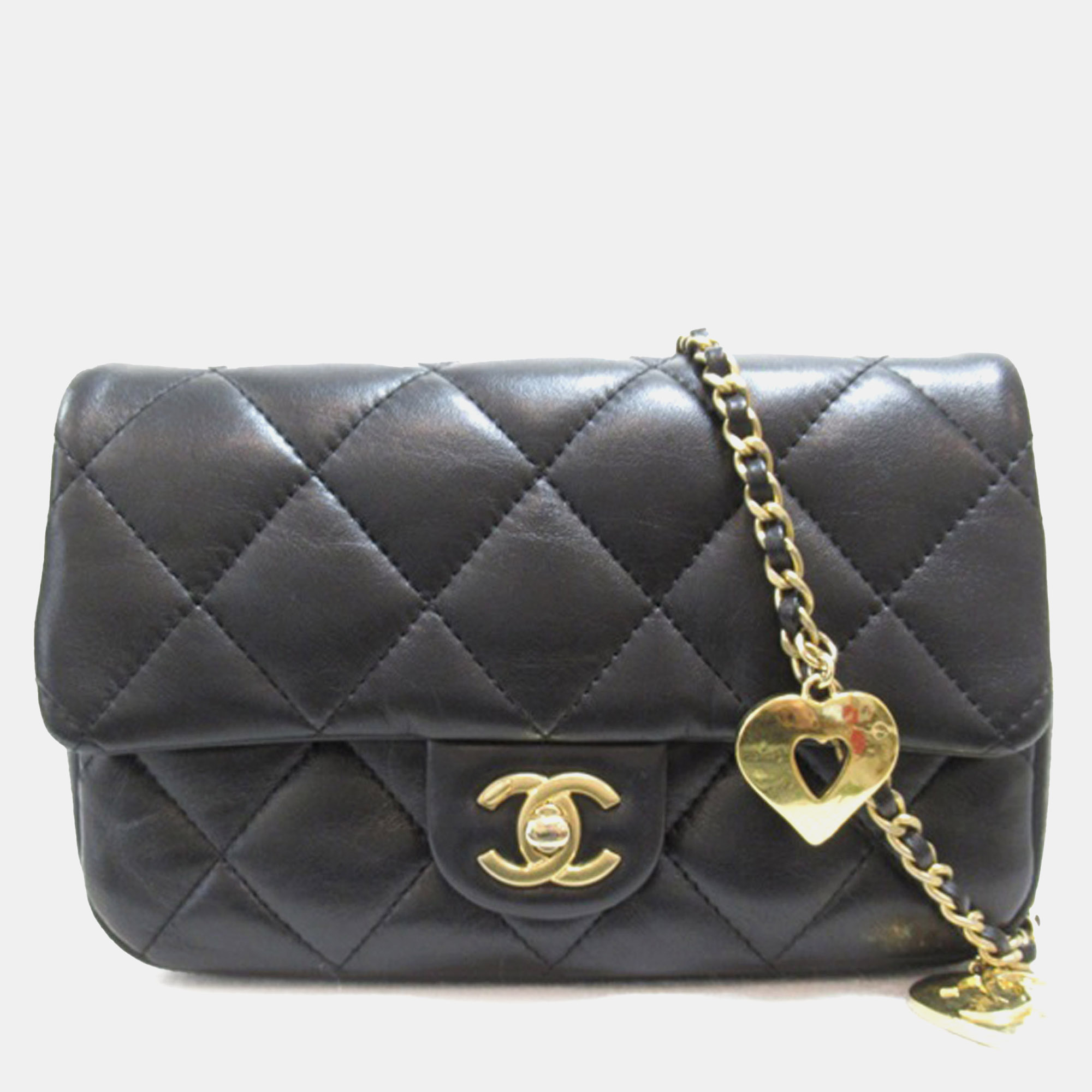 

Chanel Mini Quilted Lambskin Heart Charms Flap Bag, Black