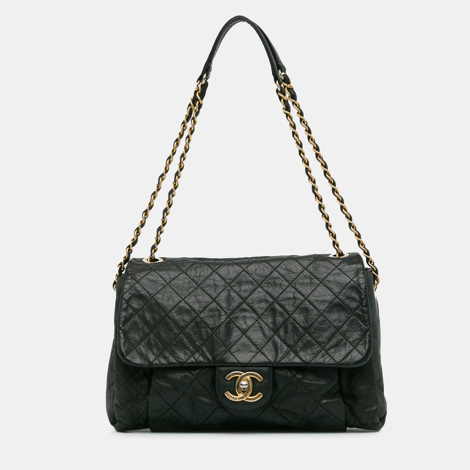 

Chanel Large Aged Calfskin Chic Quilt Flap Bag, Black