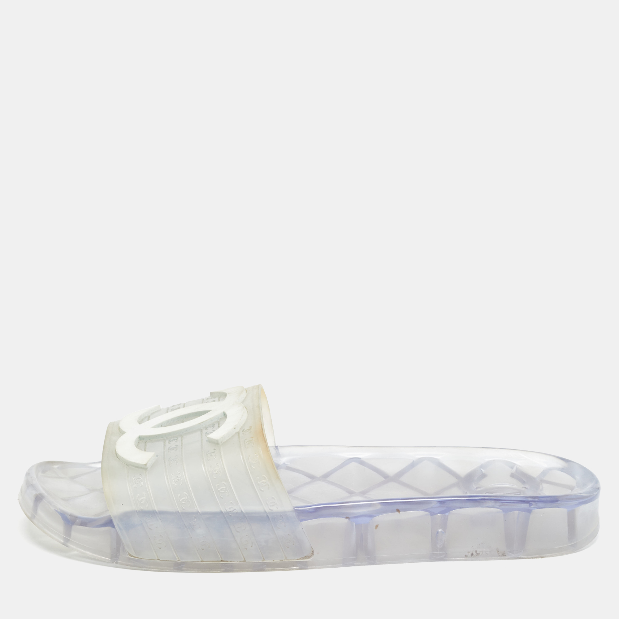 

Chanel Transparent Rubber CC Slides Size