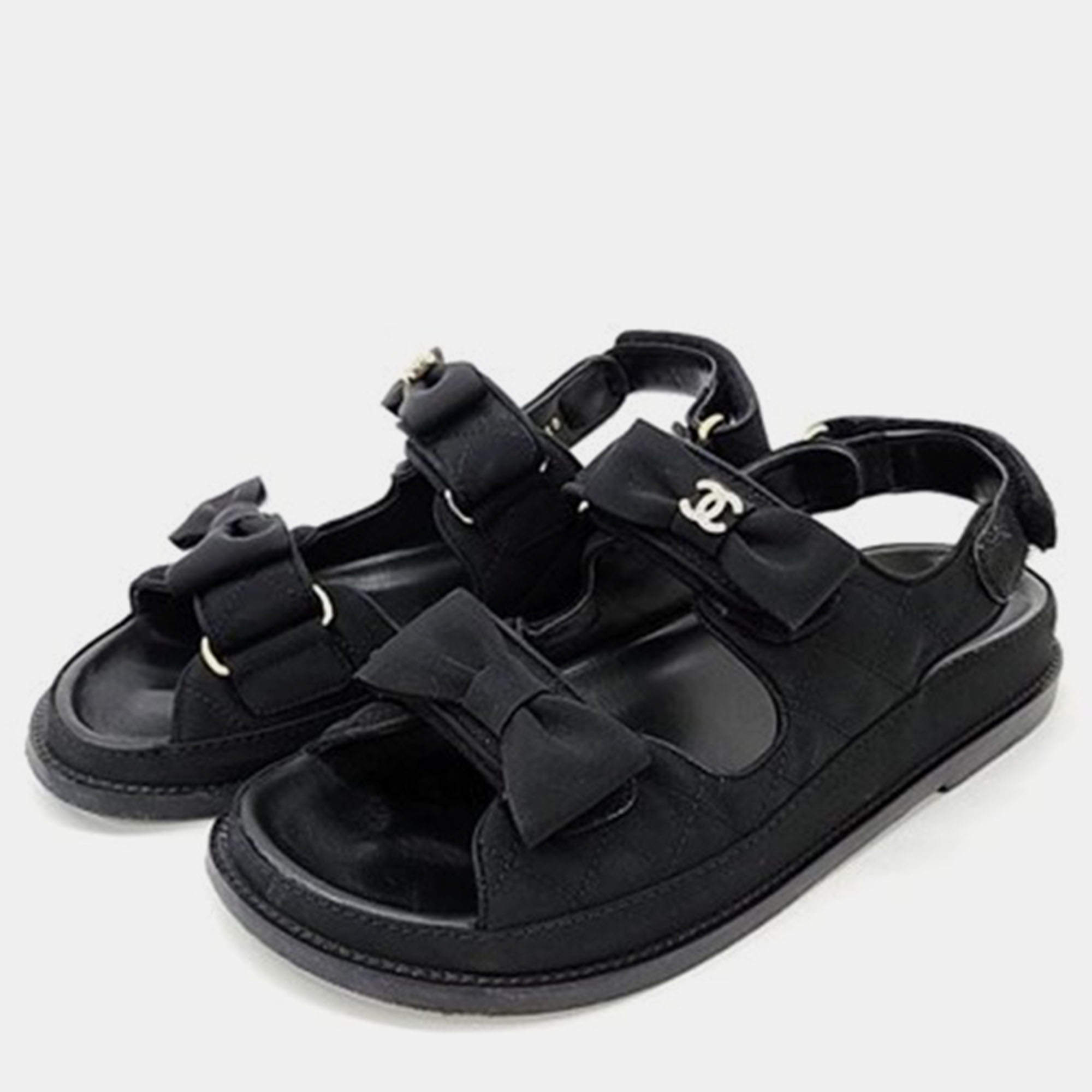 

Chanel Black Ribbon Velcro Sandals