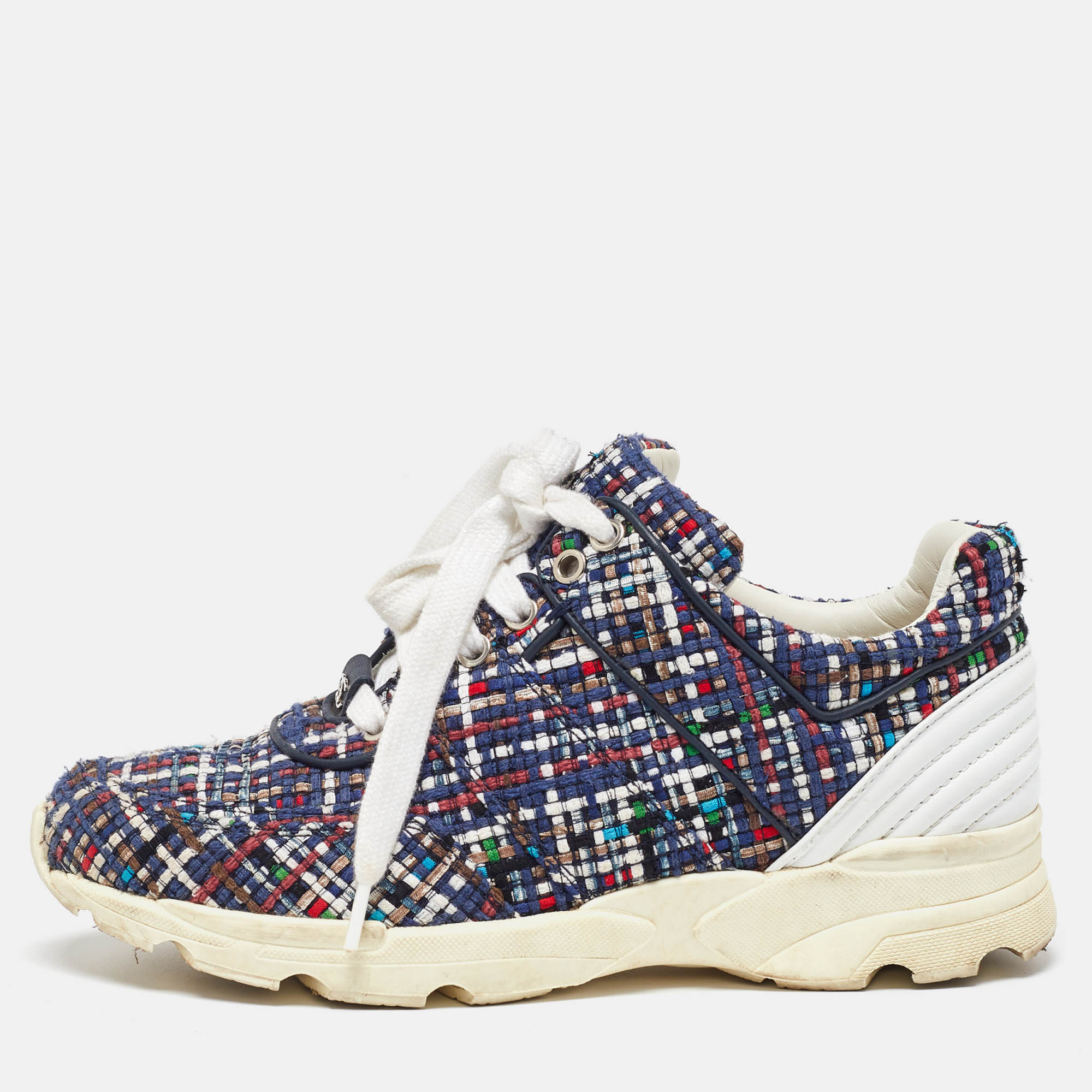 

Chanel Multicolor Canvas and Leather CC Low Top Sneakers Size