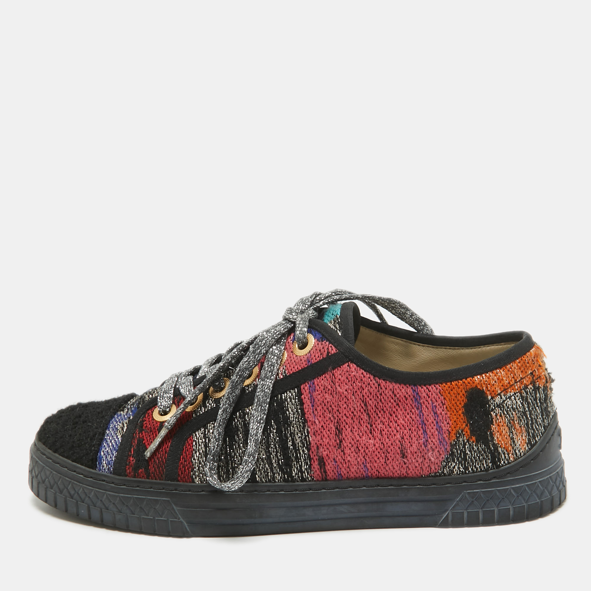 

Chanel Multicolor Canvas and Tweed Lace Up Sneakers Size