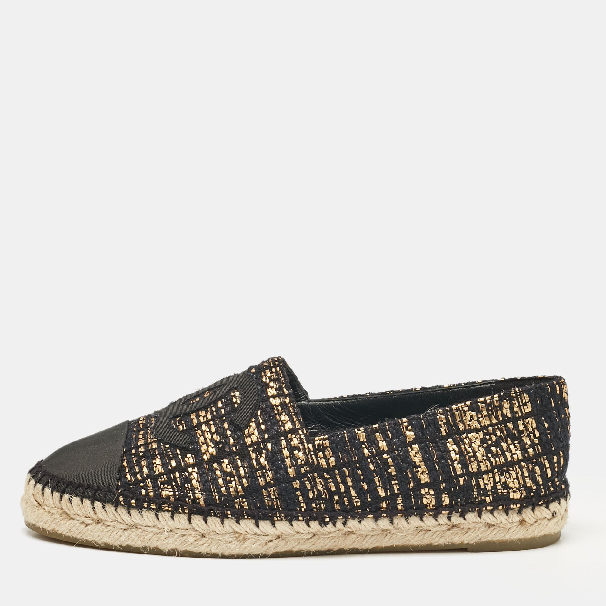 

Chanel Multicolor Canvas and Tweed CC Espadrille Flats Size