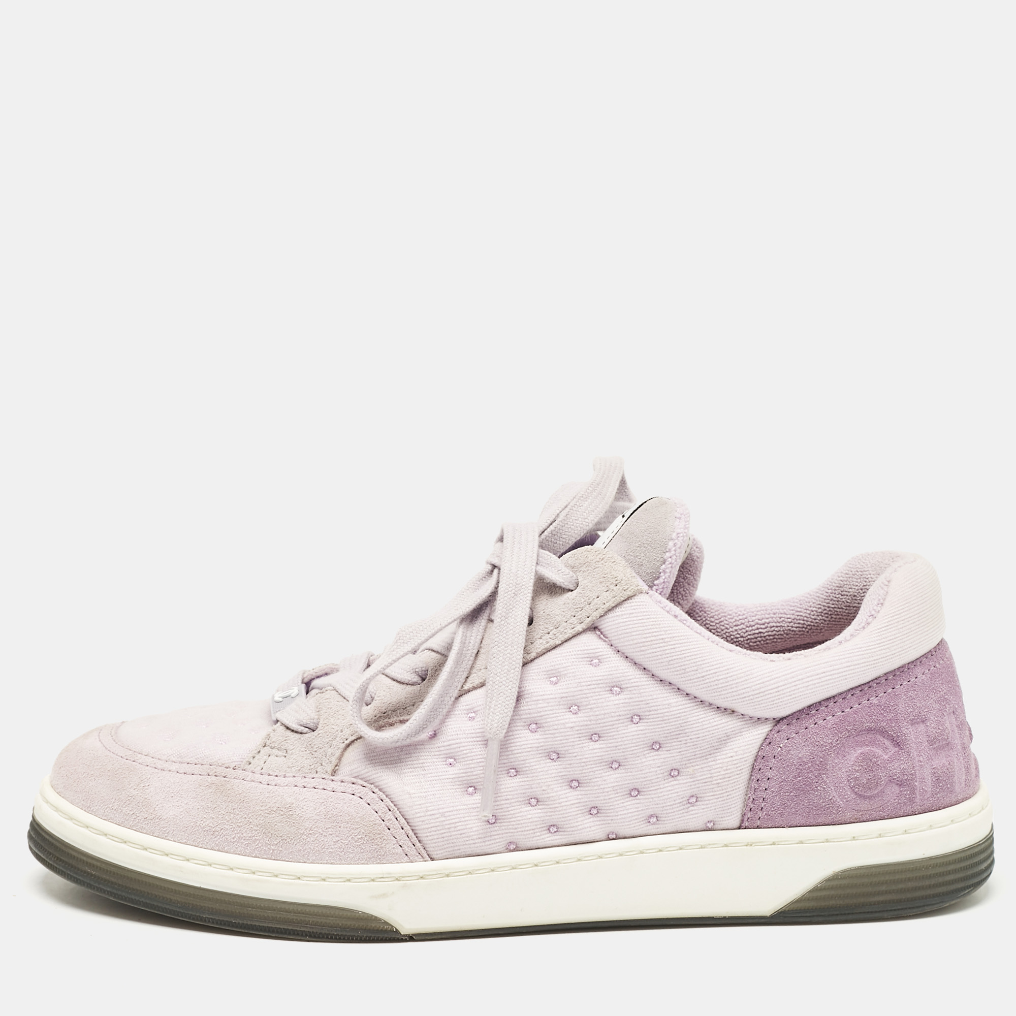 

Chanel Purple Fabric and Suede CC Low Top Sneakers Size