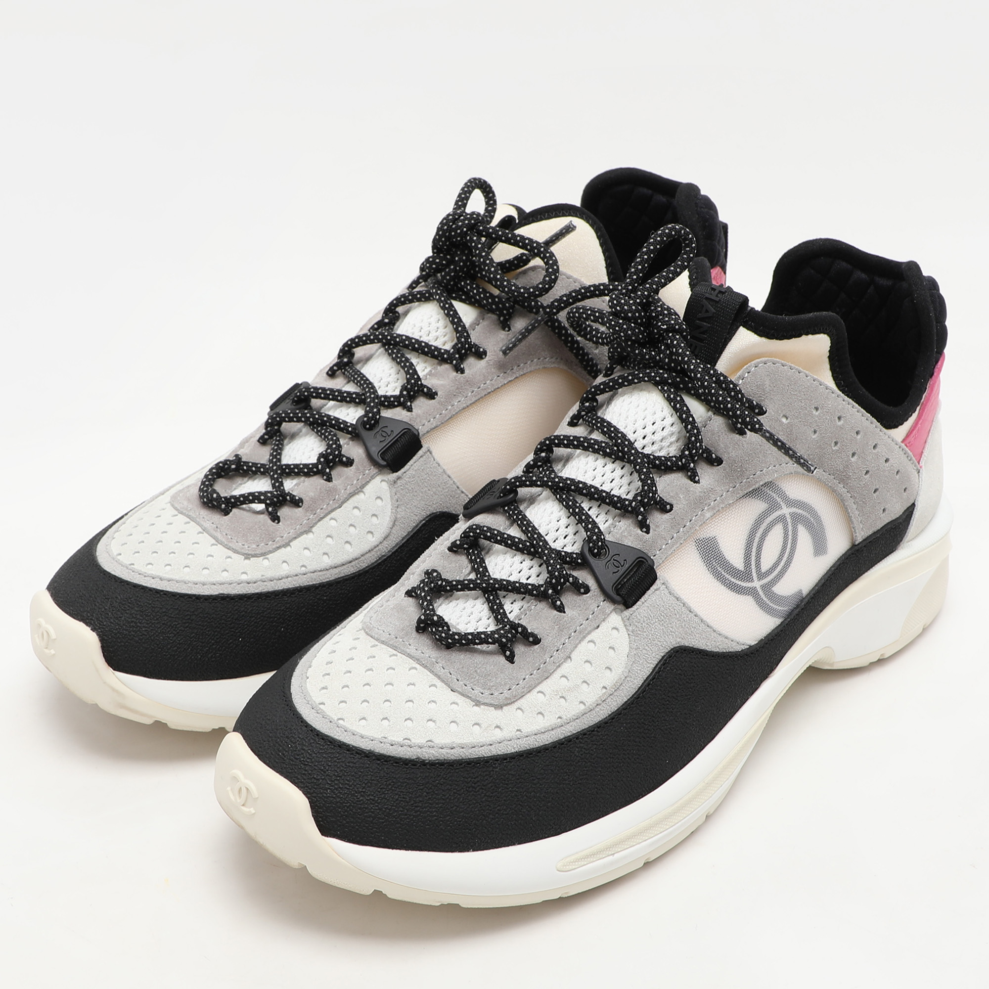 Chanel Multicolor Leather and Mesh Low Top Sneakers Size 40.5 