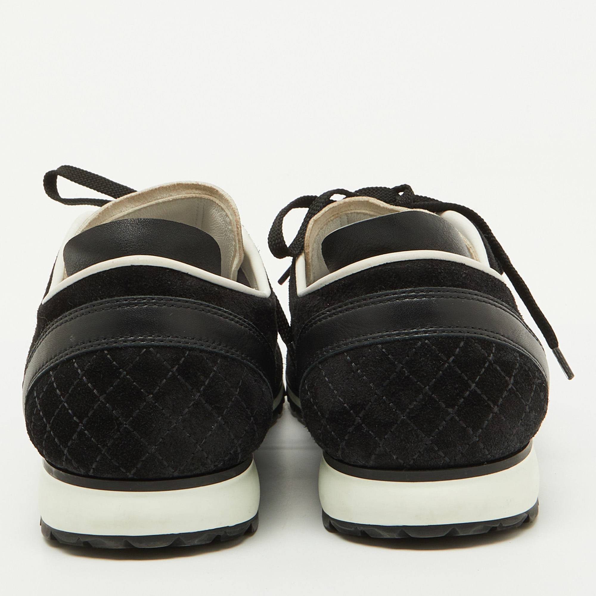 Chanel Black Suede and Mesh CC Low Top Sneakers Size 40.5 