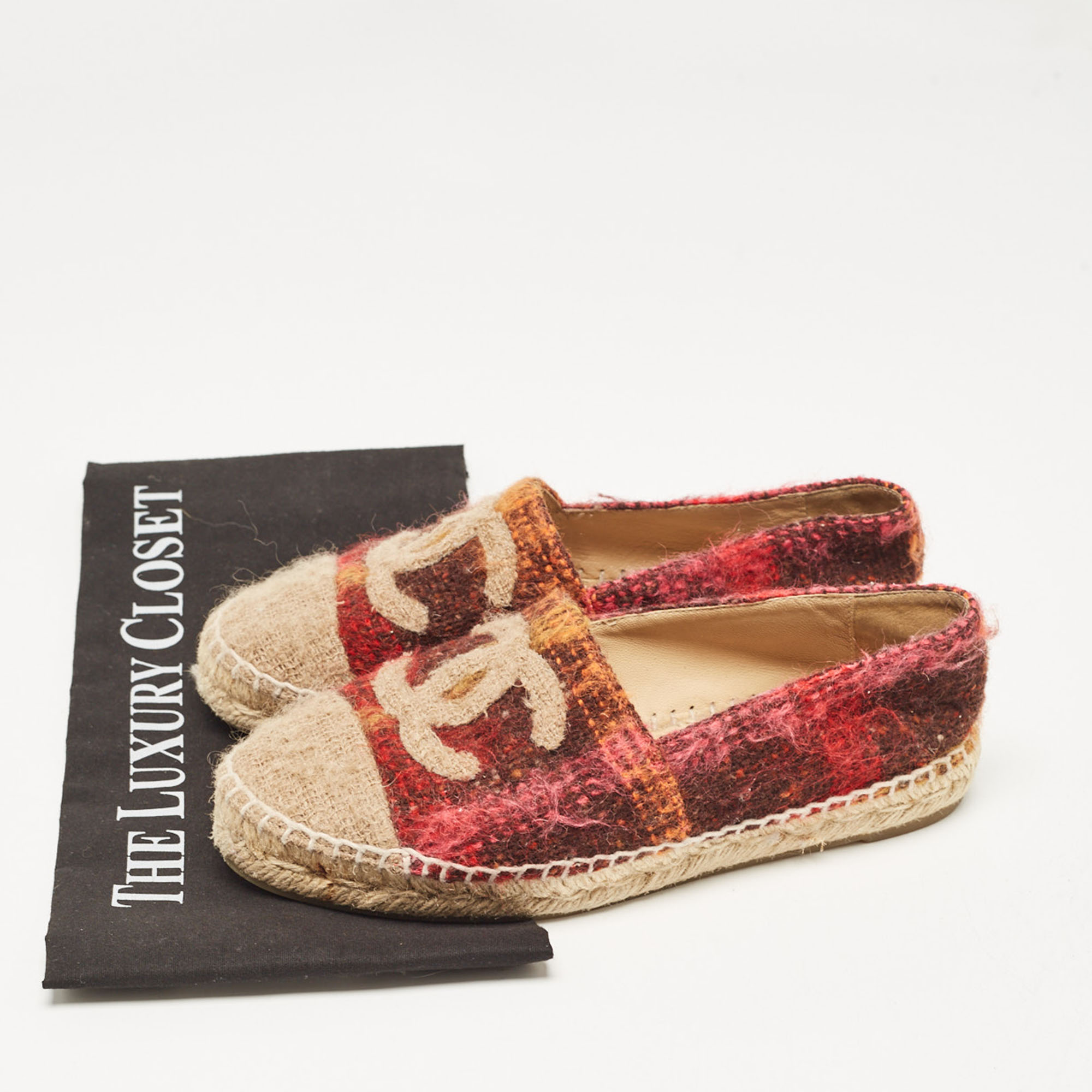 Chanel Multicolor Wool CC Espadrille Flats Size 36 