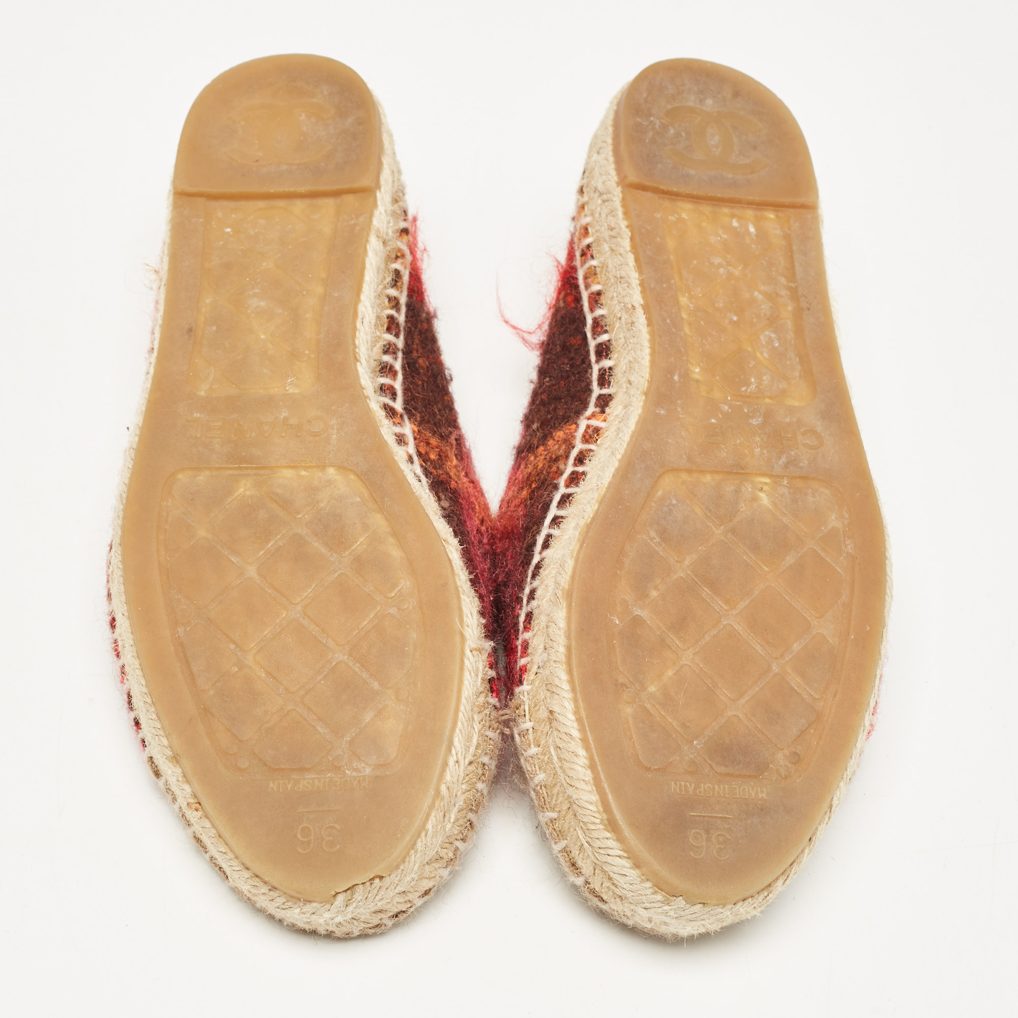 Chanel Multicolor Wool CC Espadrille Flats Size 36 