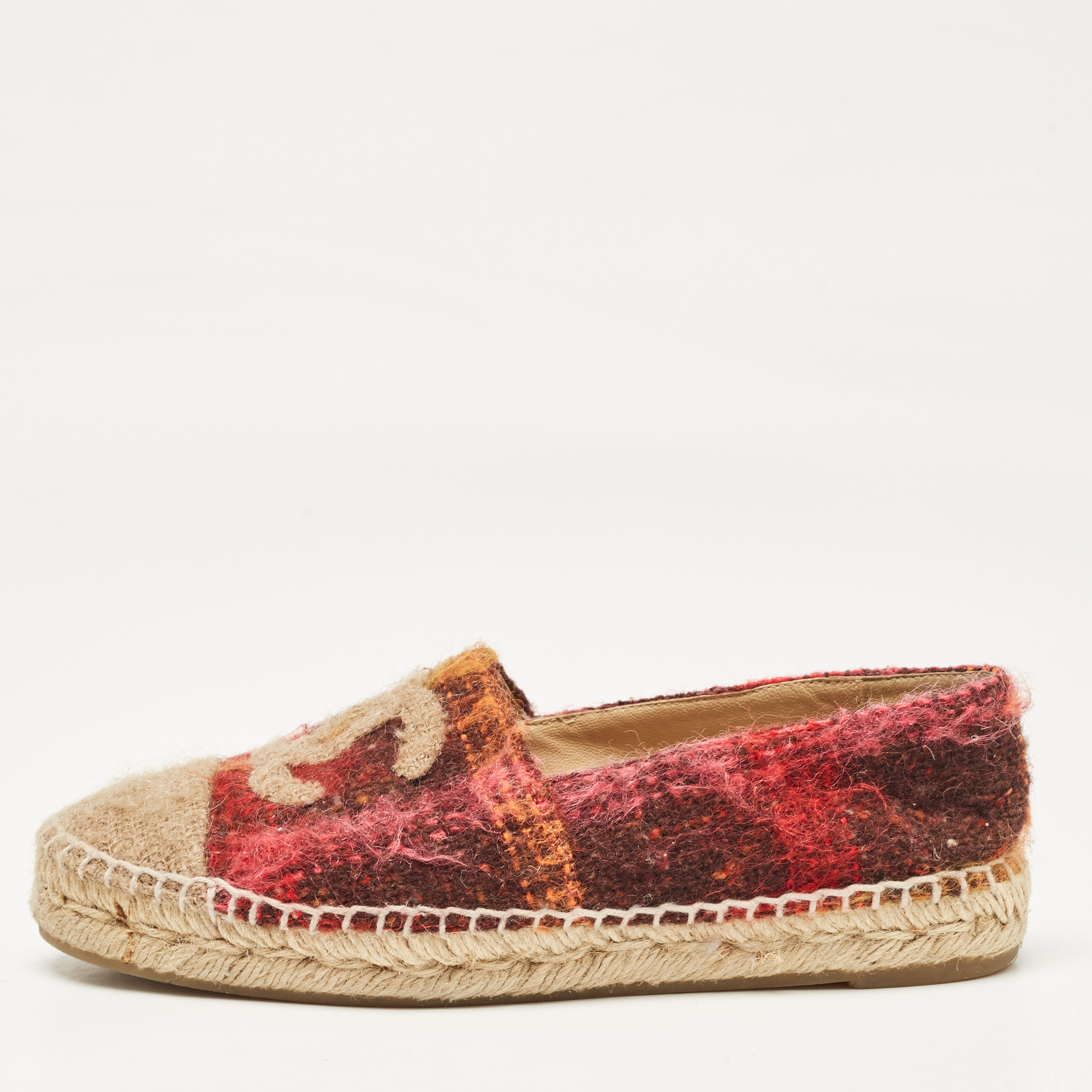 

Chanel Multicolor Wool CC Espadrille Flats Size