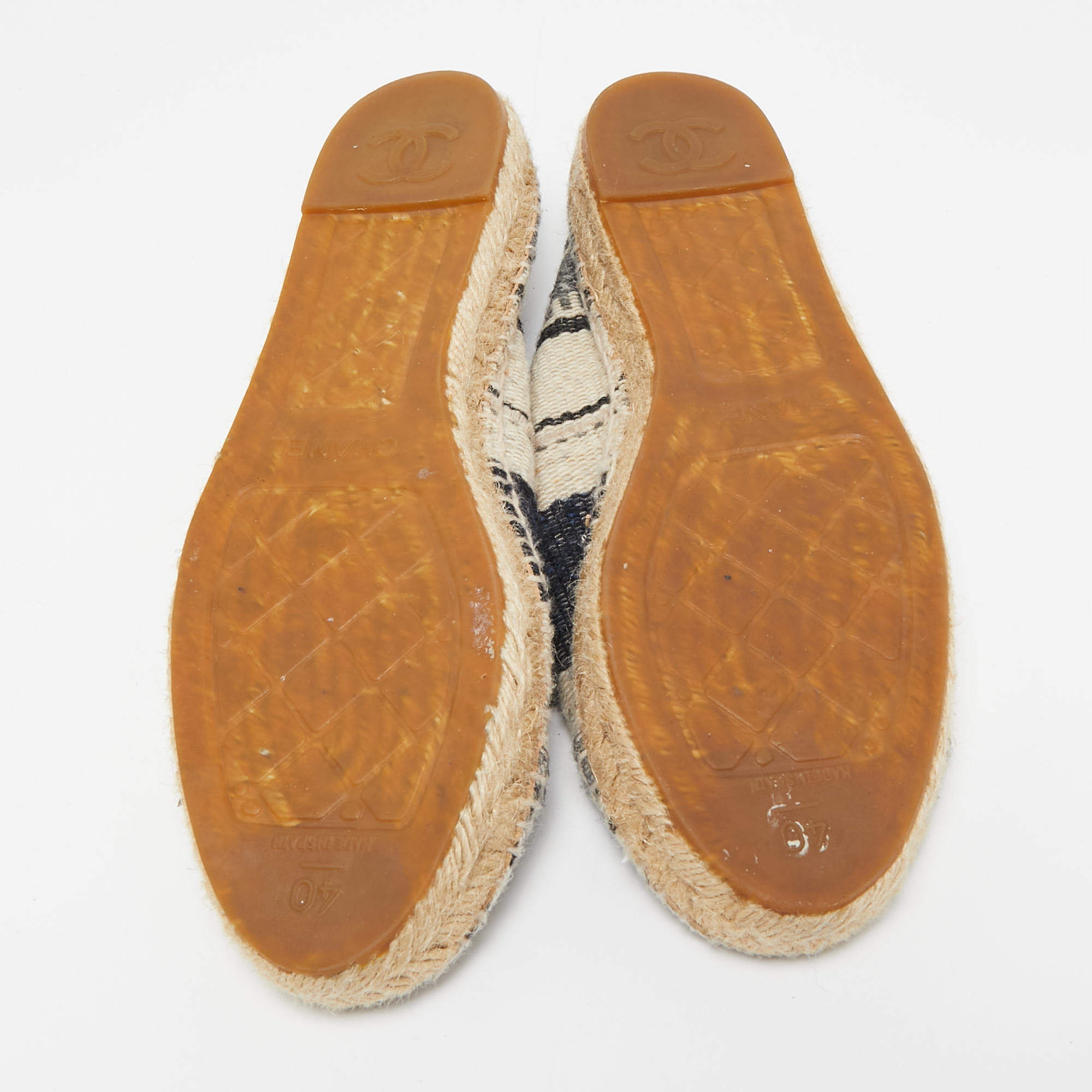 Chanel Multicolor Tweed CC Espadrille Flats Size 40 
