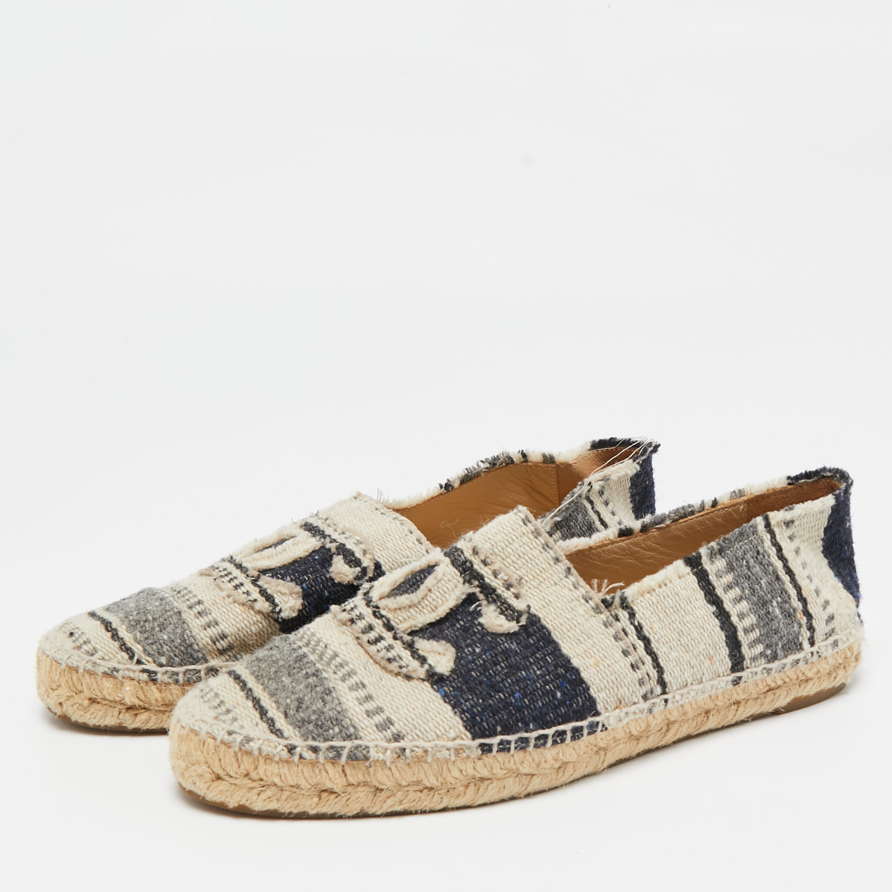 Chanel Multicolor Tweed CC Espadrille Flats Size 40 