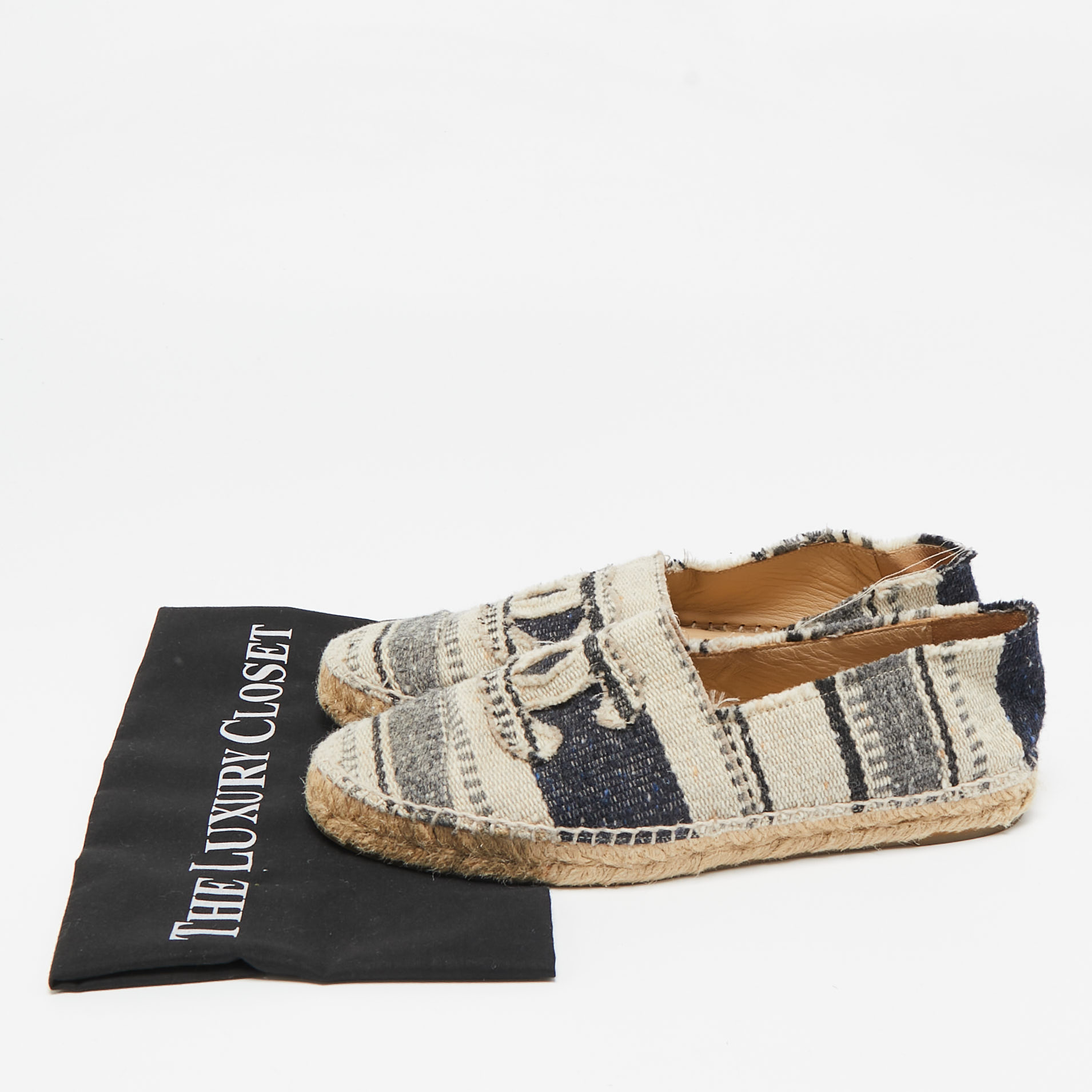 Chanel Multicolor Tweed CC Espadrille Flats Size 40 