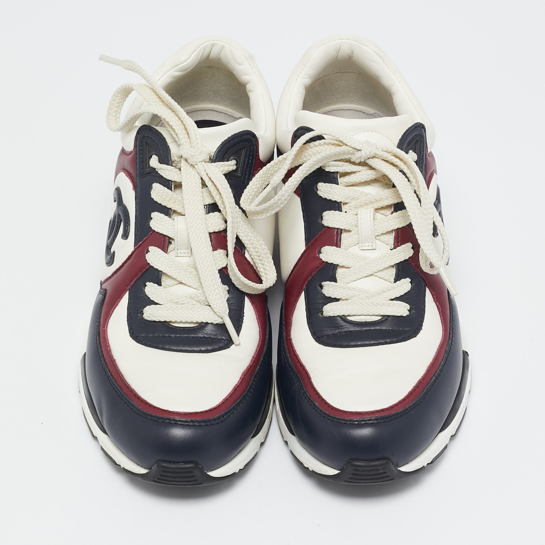Chanel Multicolor Leather CC Low Top Sneakers Size 37.5 