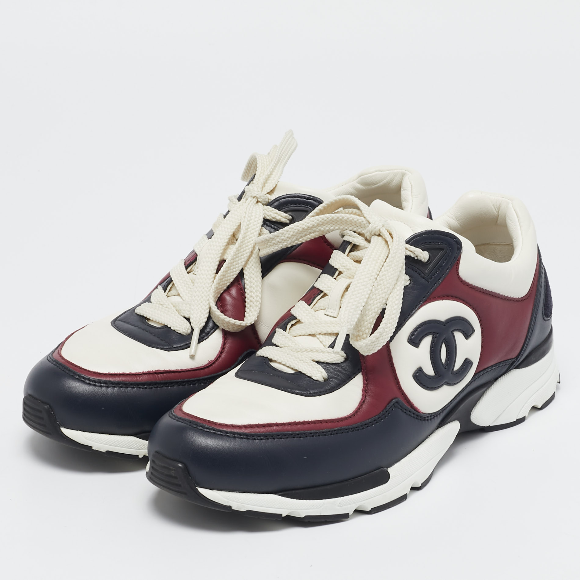 Chanel Multicolor Leather CC Low Top Sneakers Size 37.5 