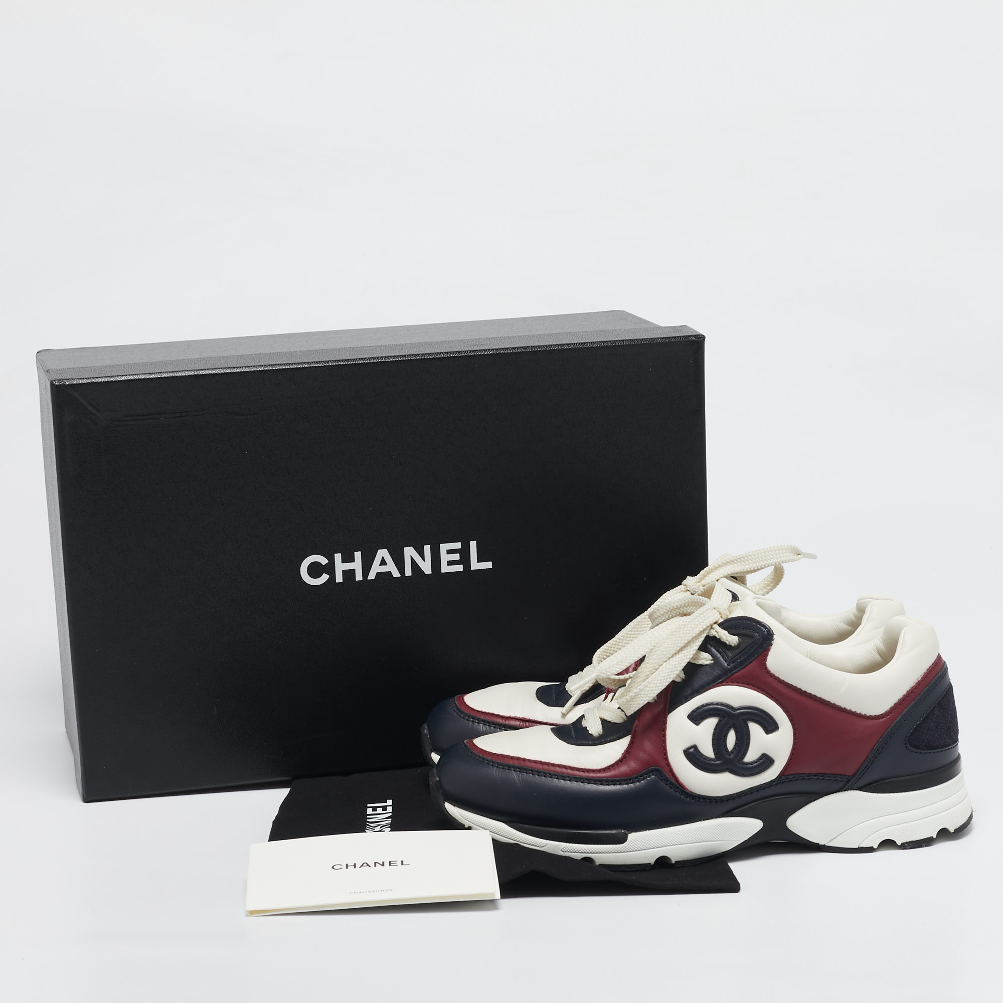 Chanel Multicolor Leather CC Low Top Sneakers Size 37.5 