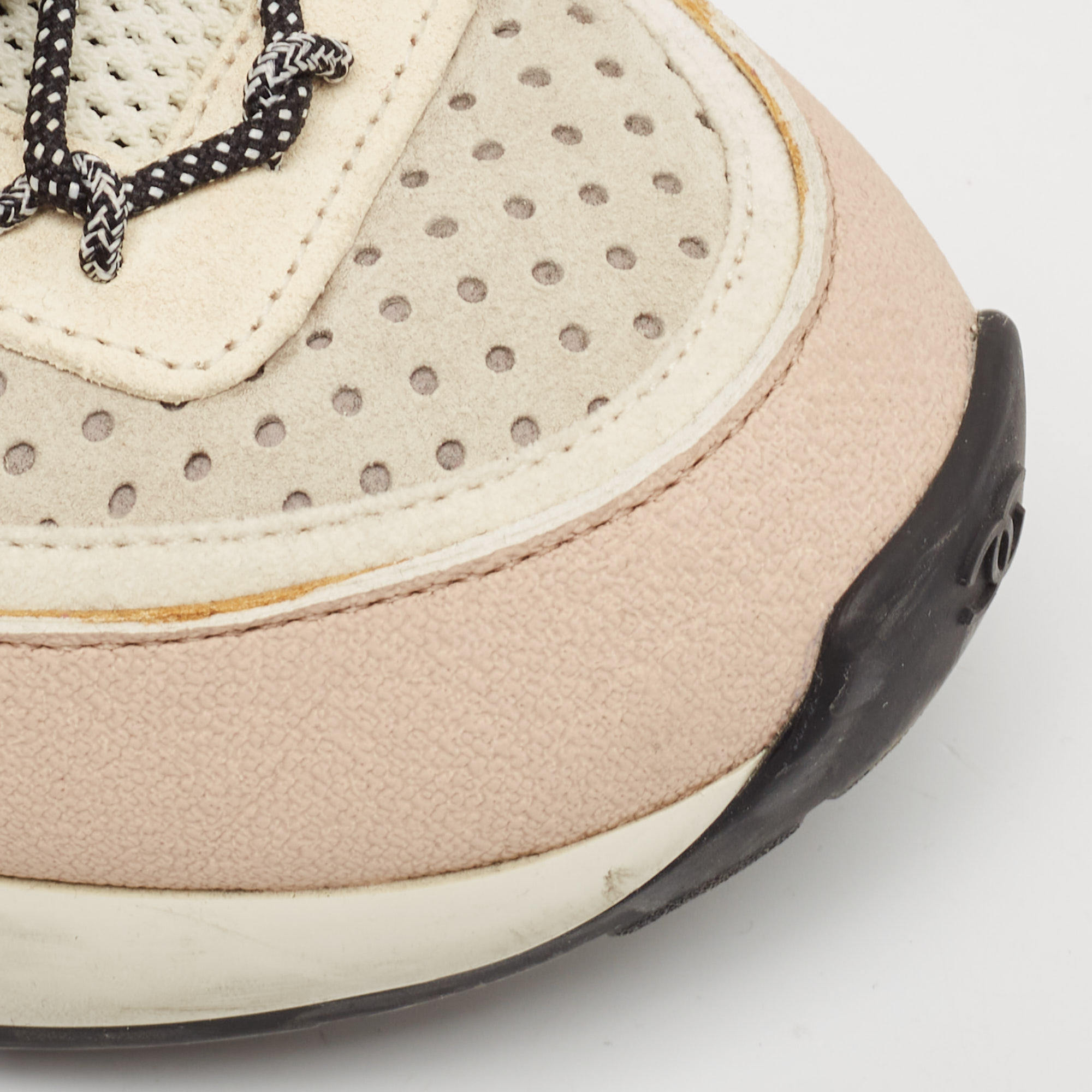 Chanel Multicolor Suede and Mesh CC Low Top Sneakers Size 36.5 