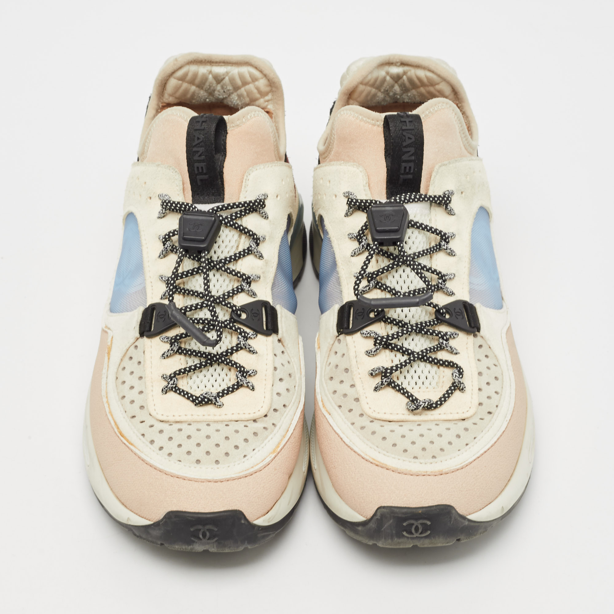 Chanel Multicolor Suede and Mesh CC Low Top Sneakers Size 36.5 