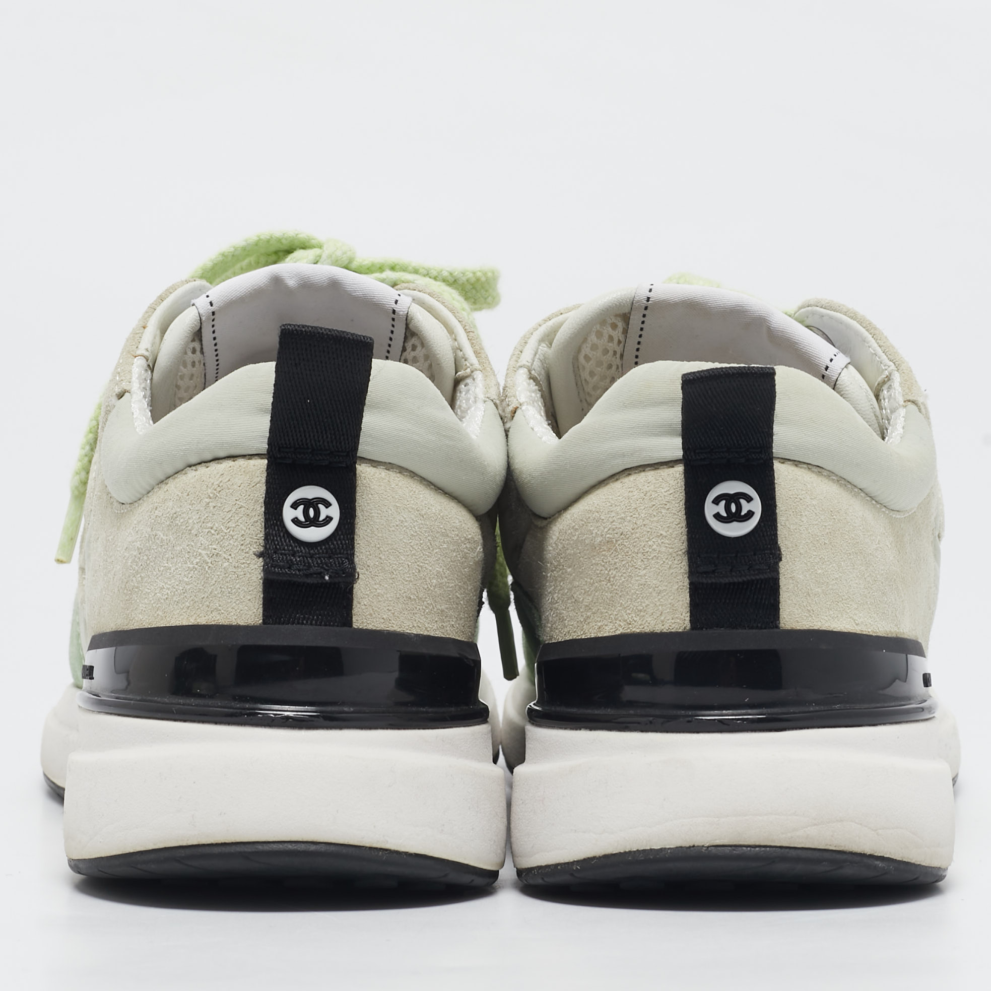 Chanel Multicolor Suede and Knit Fabric CC Low Top Sneakers Size 38.5 