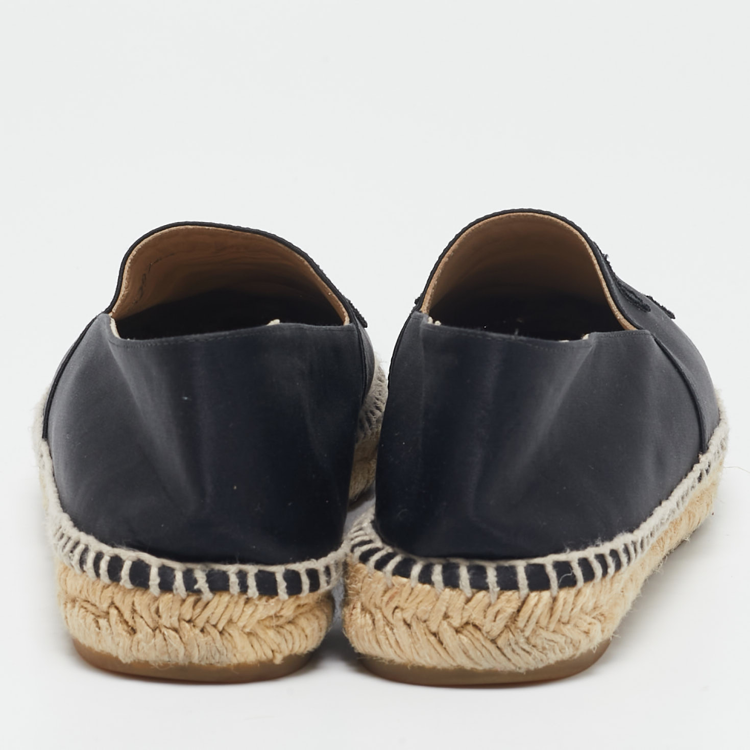Chanel Black Satin CC Cap Toe Espadrille Flats Size 41 