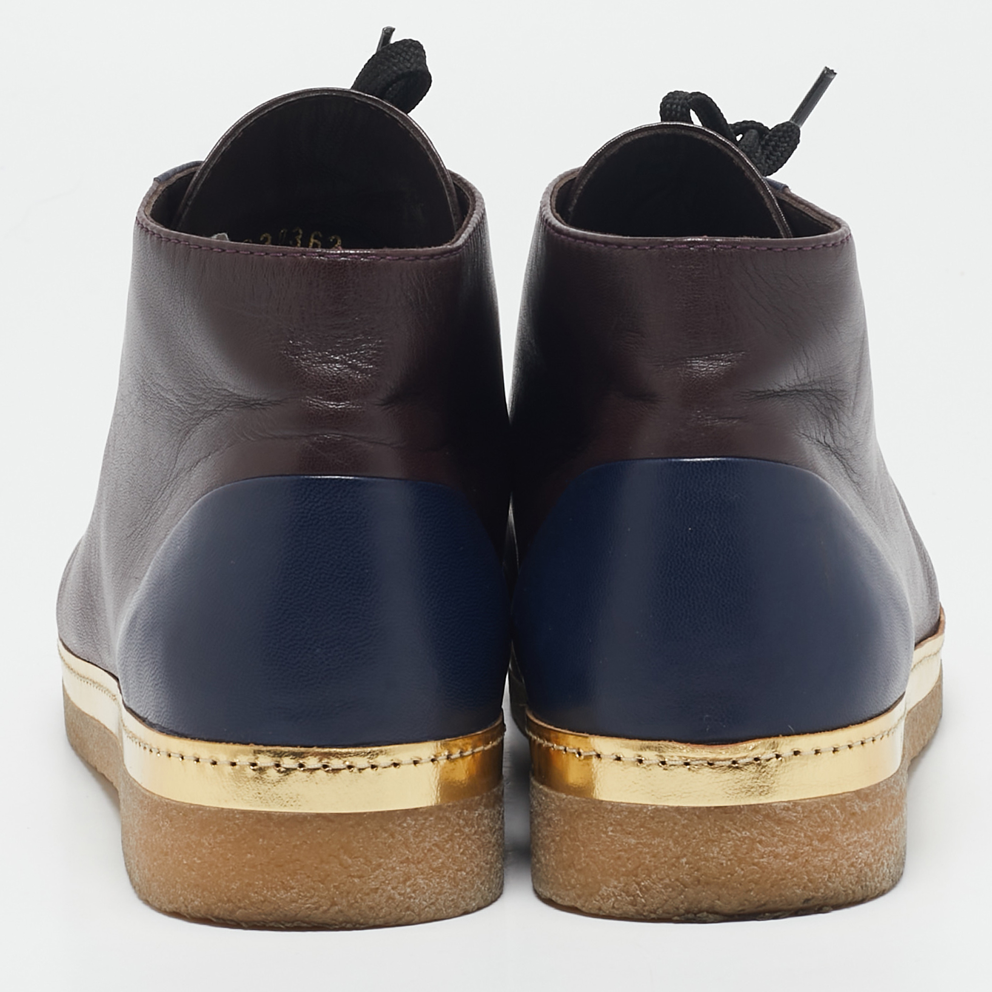 Chanel Blue/Brown Leather CC Cap Toe Ankle Length Boots Size 38.5 